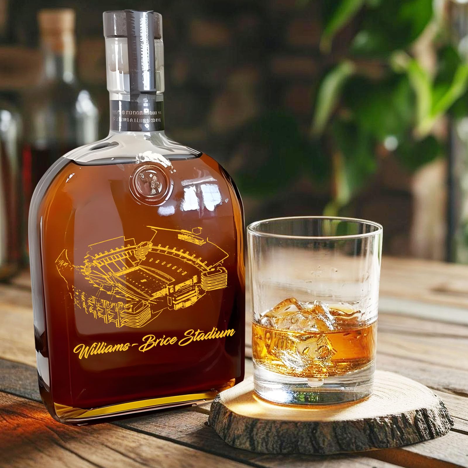 Custom American Football Stadium Whiskey Decanter - Personalized Sports Fan Gift for Men, Whiskey Lovers | Christmas Present for Him | Perfect for Game Day Parties, Man Cave Decor & Collector's Display (Style 1)
