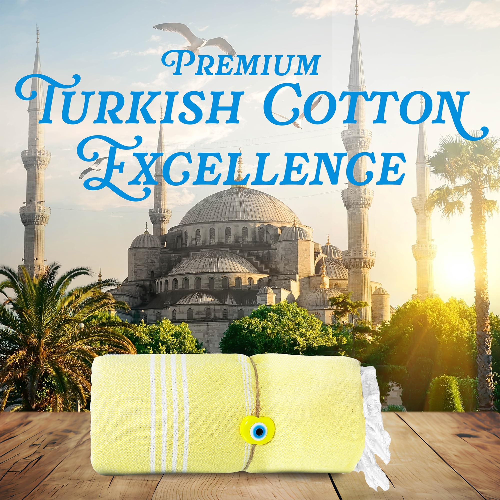 East'N Blue Lina Peshtemal Turkish Cotton Beach Towels - Lightweight, Quick-Dry, Soft & Absorbent 100% Cotton Oversized Towel for Beach, Bath, Pool, Gym, Travel - Perfect for Summer Vacations, Yoga Sessions & Picnics - Yellow