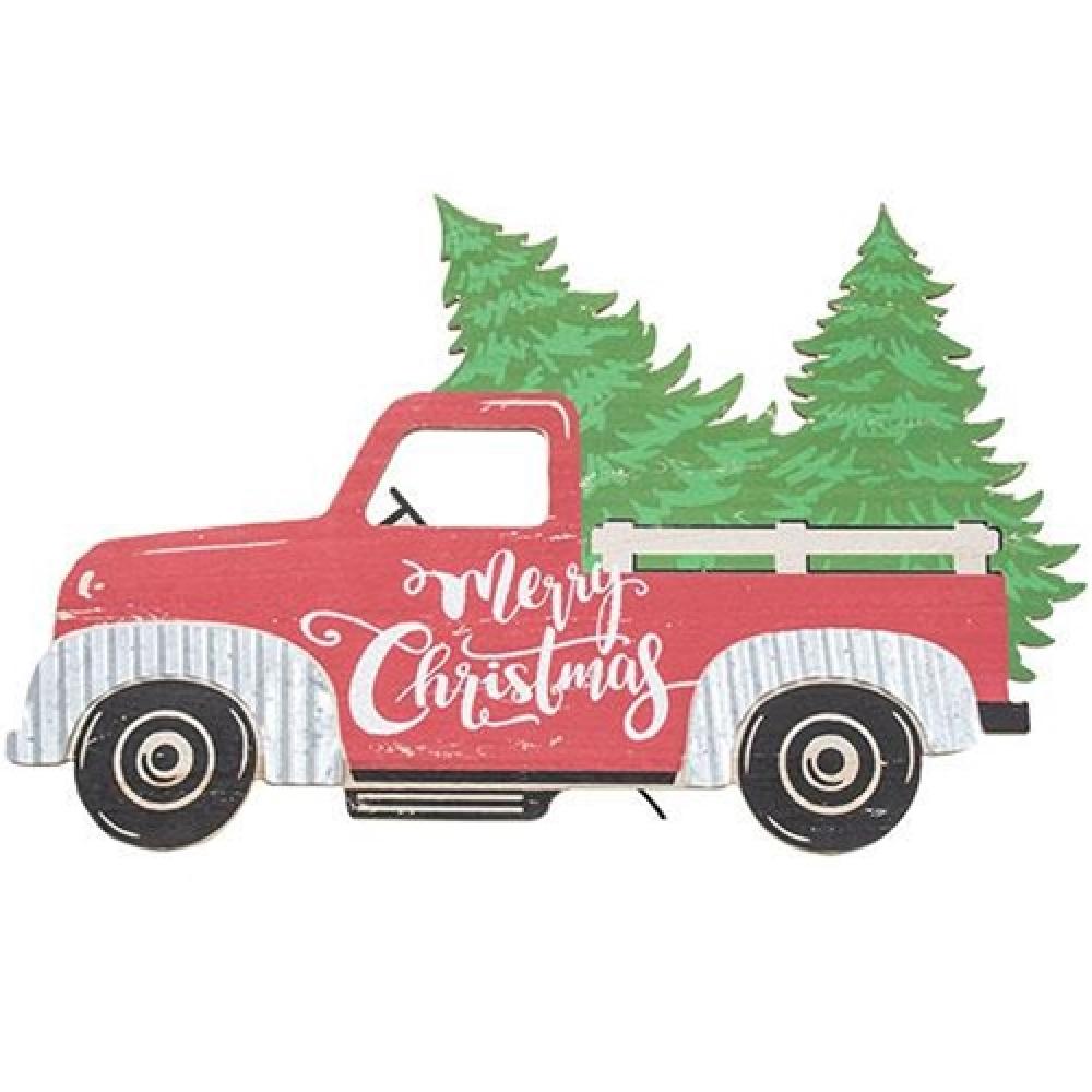 Merry Christmas Cargo Truck Easel Sign - Holiday Decoration for Home, Office & Store Displays - Perfect for Christmas Parties & Festive Decor