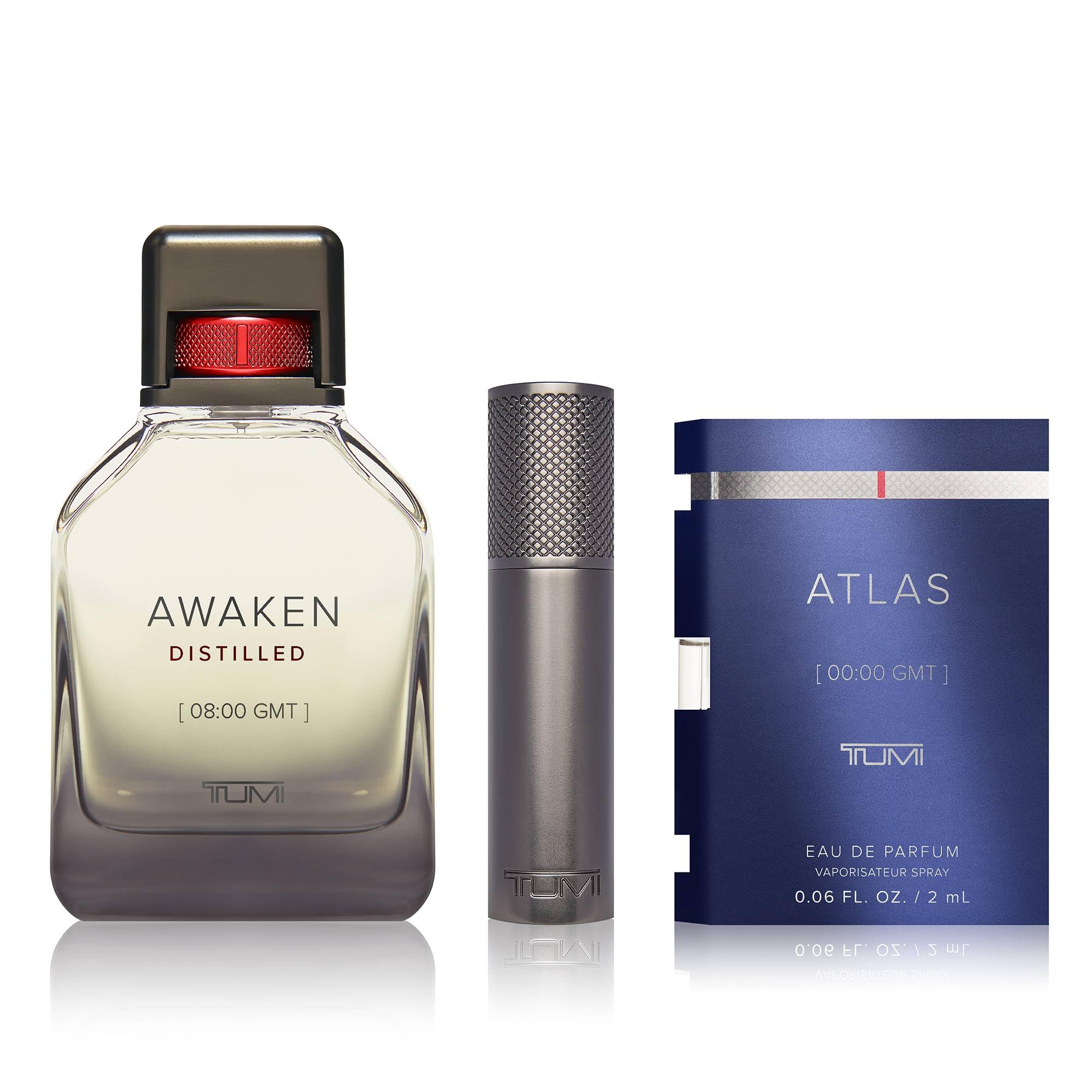 TUMI Awaken Distilled [08:00 GMT] Men's Cologne - Woody Fragrance Eau de Parfum for Day & Night Wear - Gift Set for Business Professionals & Travelers
