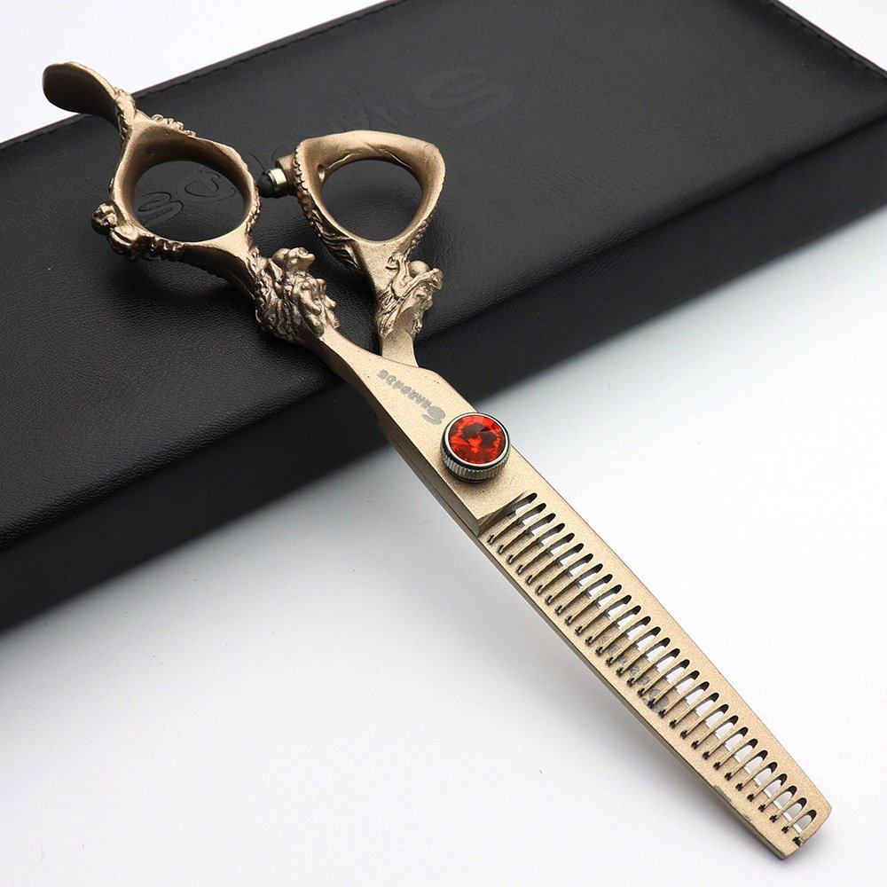 Professional 6 Inch Hair Cutting Scissors & Thinning Shears Set - Japan 440C Stainless Steel, Rose Gold - Precision Hairdressing Tools for Salon & Home Styling