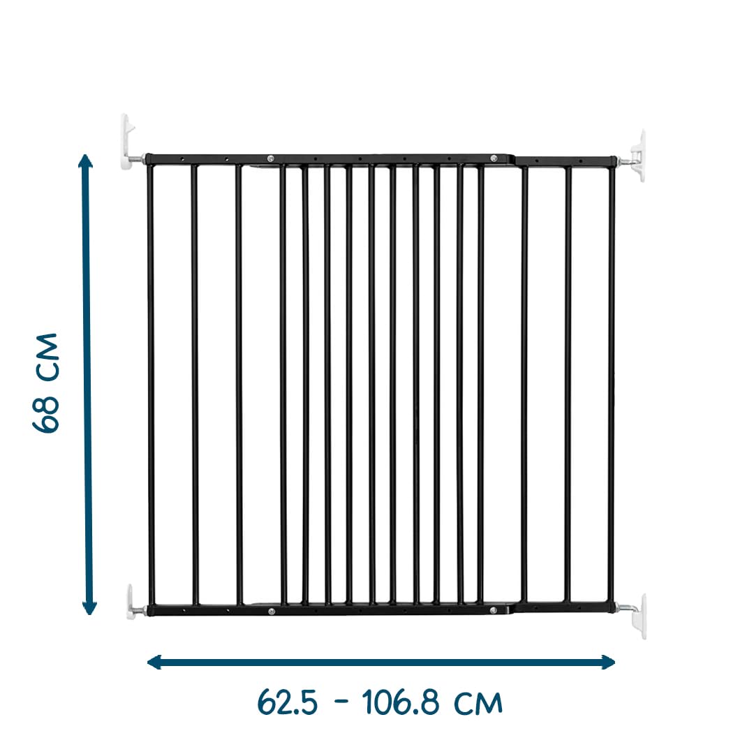 Scandinavian Pet Design SPD Wide Extending Pet Gate for Dogs & Cats - Adjustable Safety Barrier (Black) - Perfect for Doorways, Stairs & Hallways