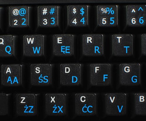 Polish Programmer Keyboard Labels - Blue Lettering for Coding & Gaming