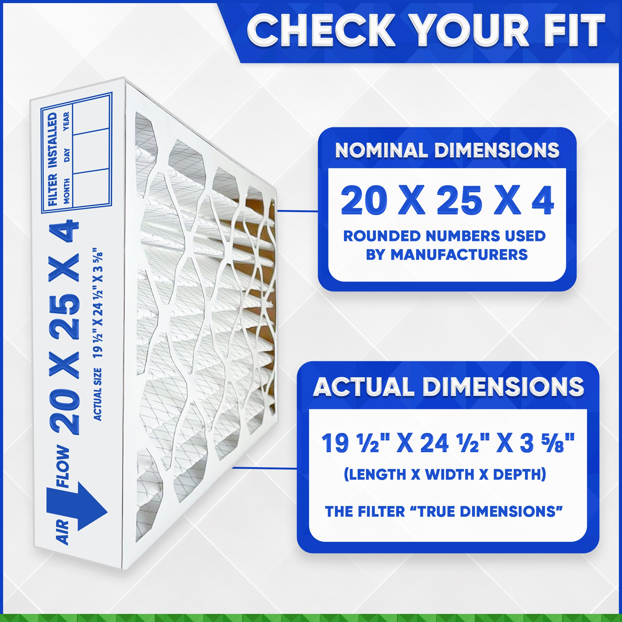 20x25x4 MERV 11 Pleated Air Filters - 4 Pack | High Efficiency Furnace & AC Filters for Home, Office & Commercial Use | Reduces Dust, Pollen & Allergens