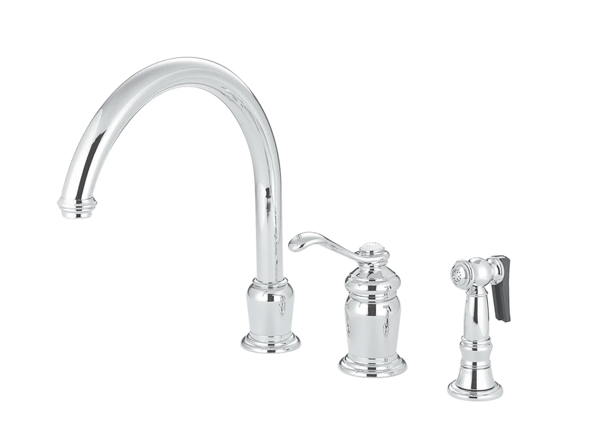 Single Handle 3 Hole Deck Mount Widespread Kitchen Faucet with Pull Down Sprayer - Perfect for Modern Kitchens, Dishwashing & Food Prep