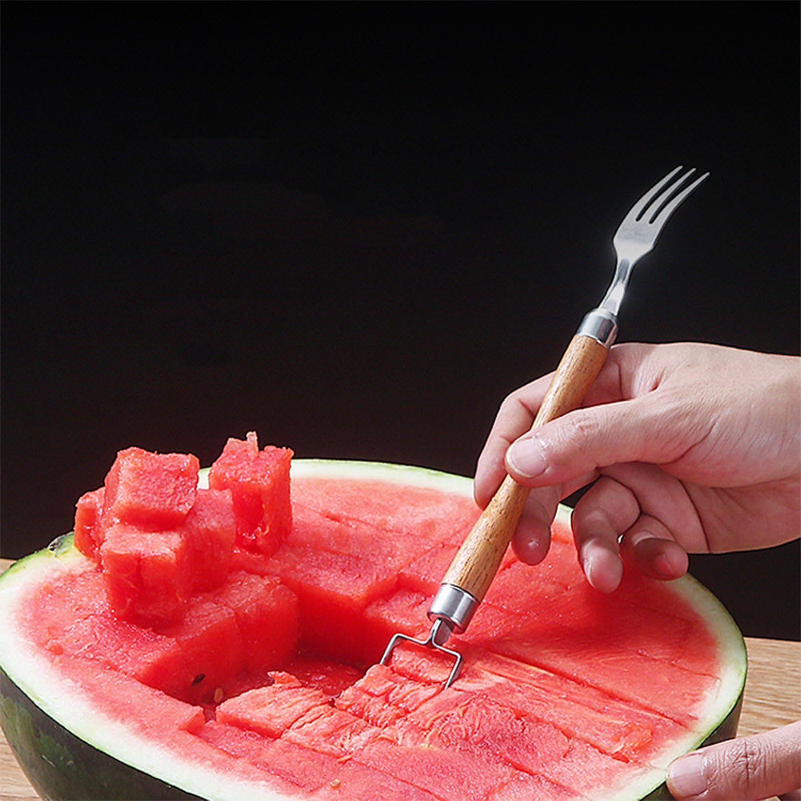 Premium Stainless Steel Watermelon Slicer - Easy Watermelon Cubing Tool & Fruit Cube Maker for Kitchen - Perfect for Home, BBQ, Picnic, and Professional Chef Use
