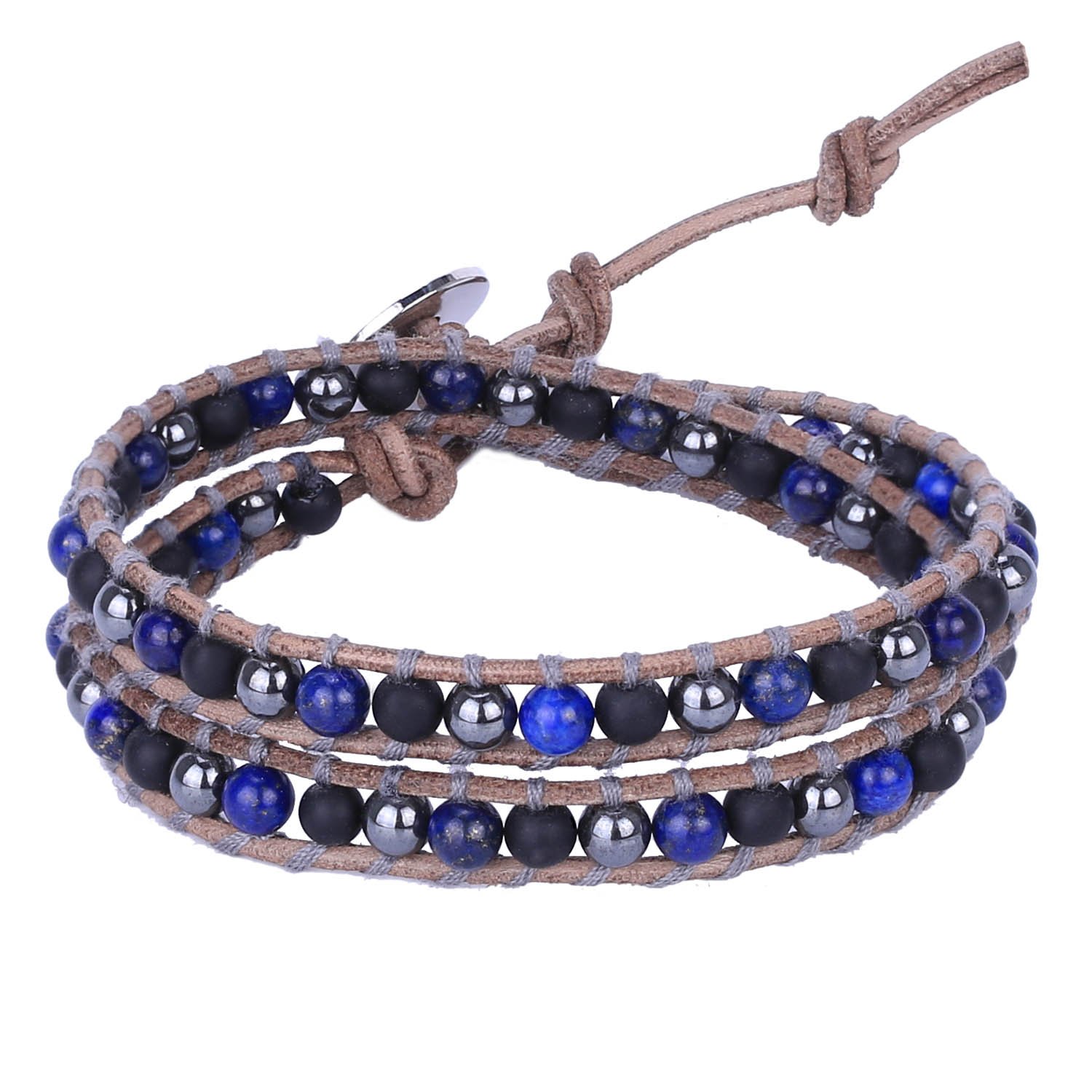 KELITCH Hand-Braided Leather & Beaded Wrap Bracelet Set for Women - Stackable Boho Jewelry for Everyday Wear, Gift Giving & Special Occasions
