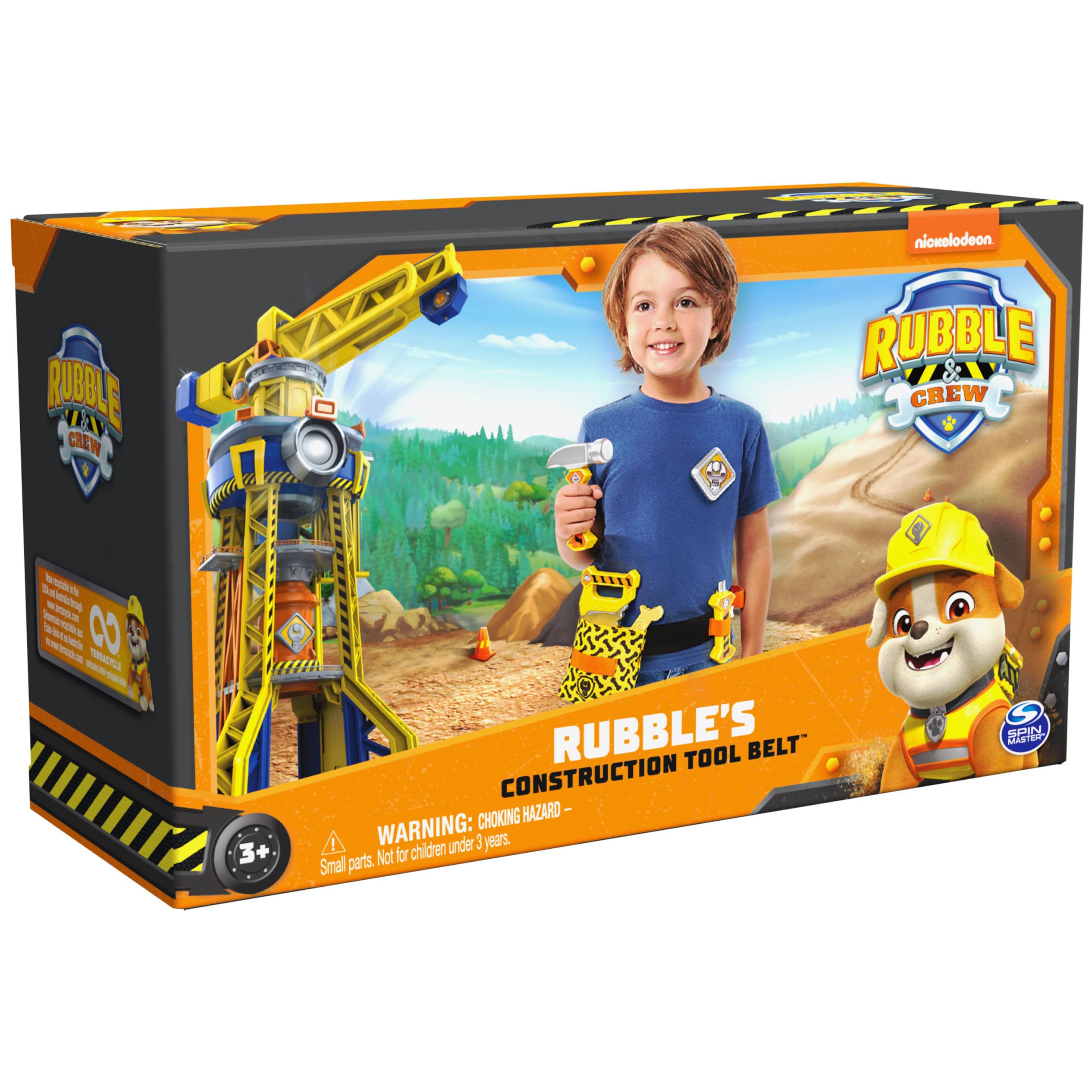 Rubble & Crew Kids Construction Tool Belt Set - 6-Piece Pretend Play Costume with Toy Tools for Ages 3+ | STEM Learning & Role Play Dress-Up for Toddlers