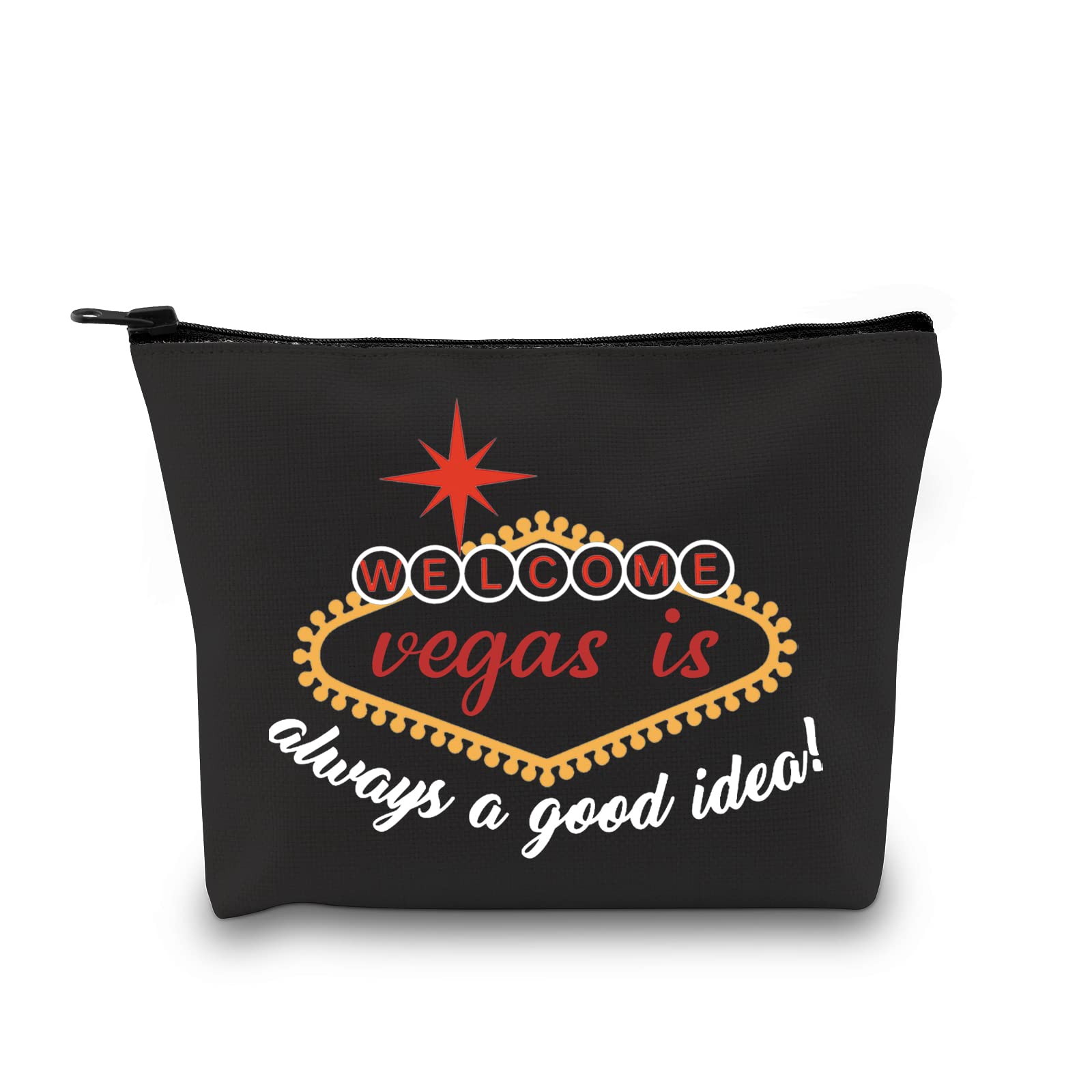 Las Vegas Themed Travel Makeup Bag for Women - Stylish & Durable Cosmetic Organizer (Vegas Black) | Perfect for Vacations, Weekend Getaways & Bachelorette Parties