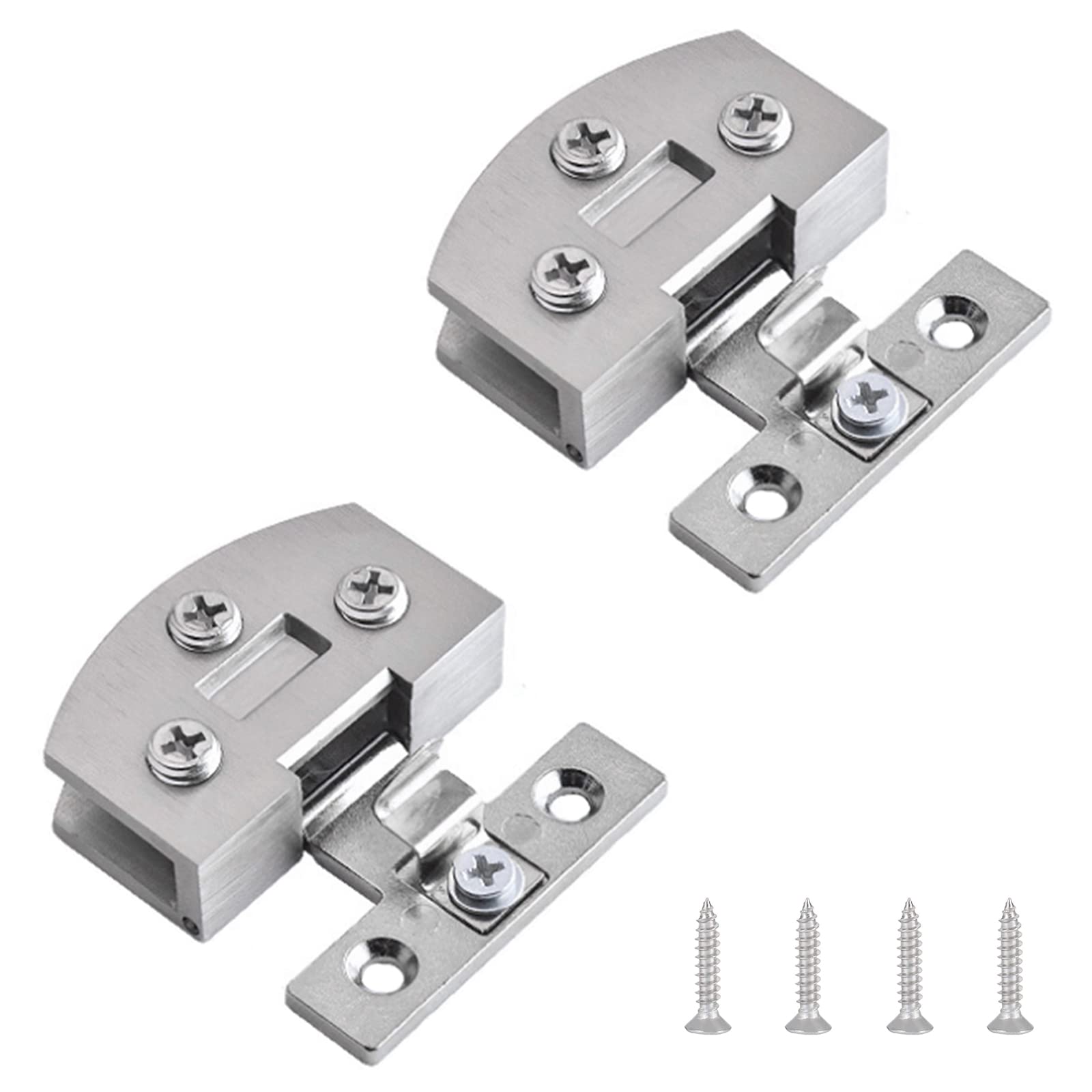 Adjustable Zinc Alloy Glass Door Hinge - 2Pcs Side-Mount Pivot Hinges for 5-7mm Frameless Cabinet Doors - 90 Degree Clip Hinge Replacement with Brushed Finish - Perfect for Kitchen Cabinets, Bathroom Vanities & Glass Shower Doors