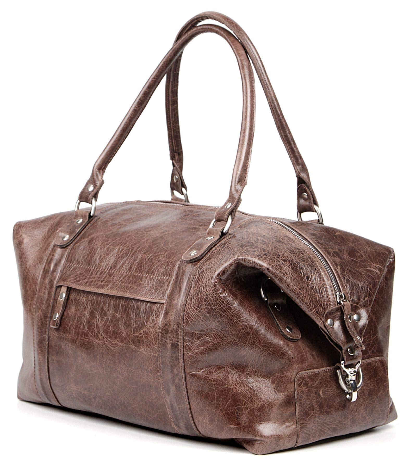 Premium Genuine Leather Travel Duffel Bag - Waterproof Sports Gym Bag for Men & Women - SHVIGEL 00905 - Perfect for Gym, Workout, Weekend Trips & Business Travel