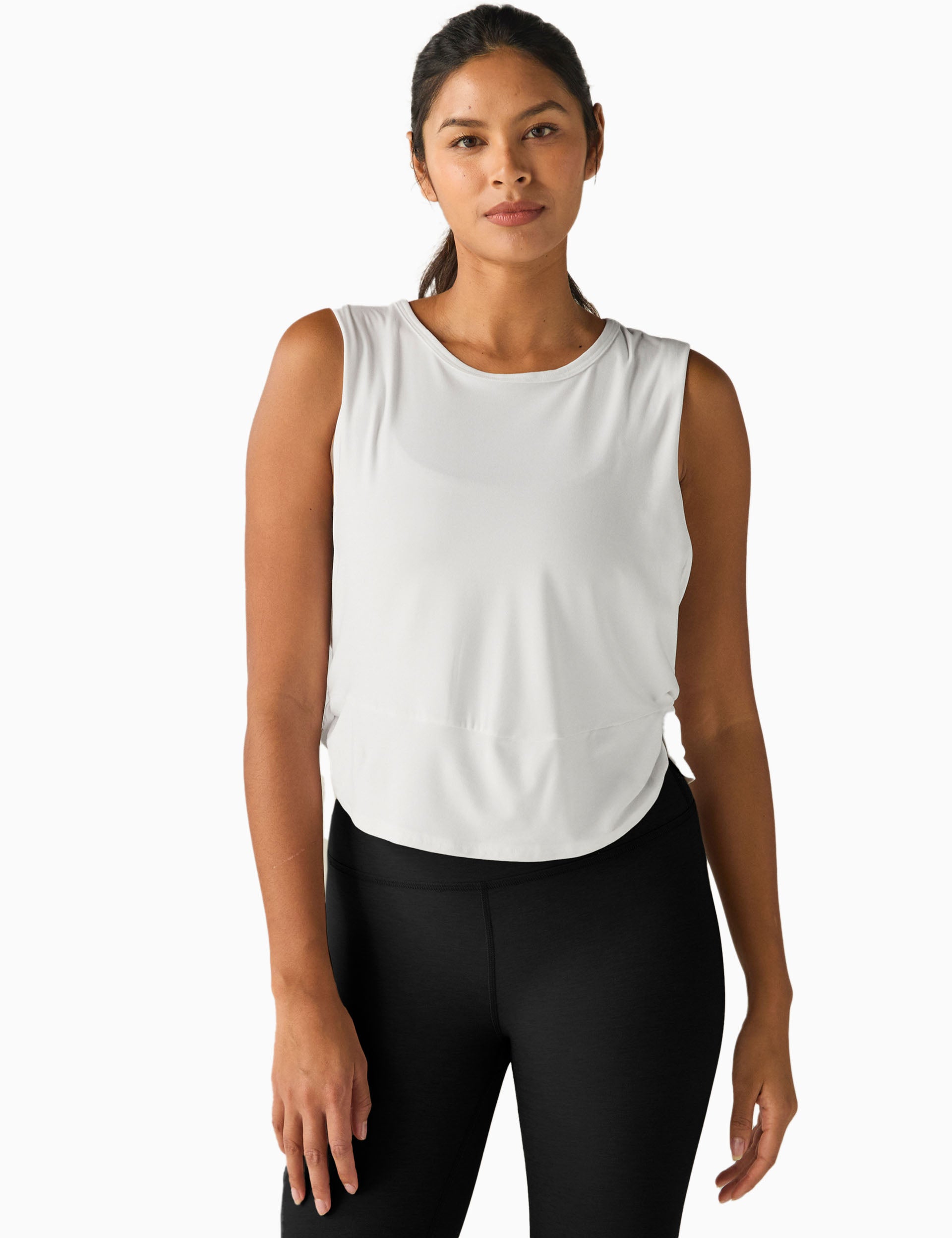 Featherweight Side Note Twist Tank Top - Cloud White | Lightweight & Comfortable for Yoga, Workouts & Everyday Wear