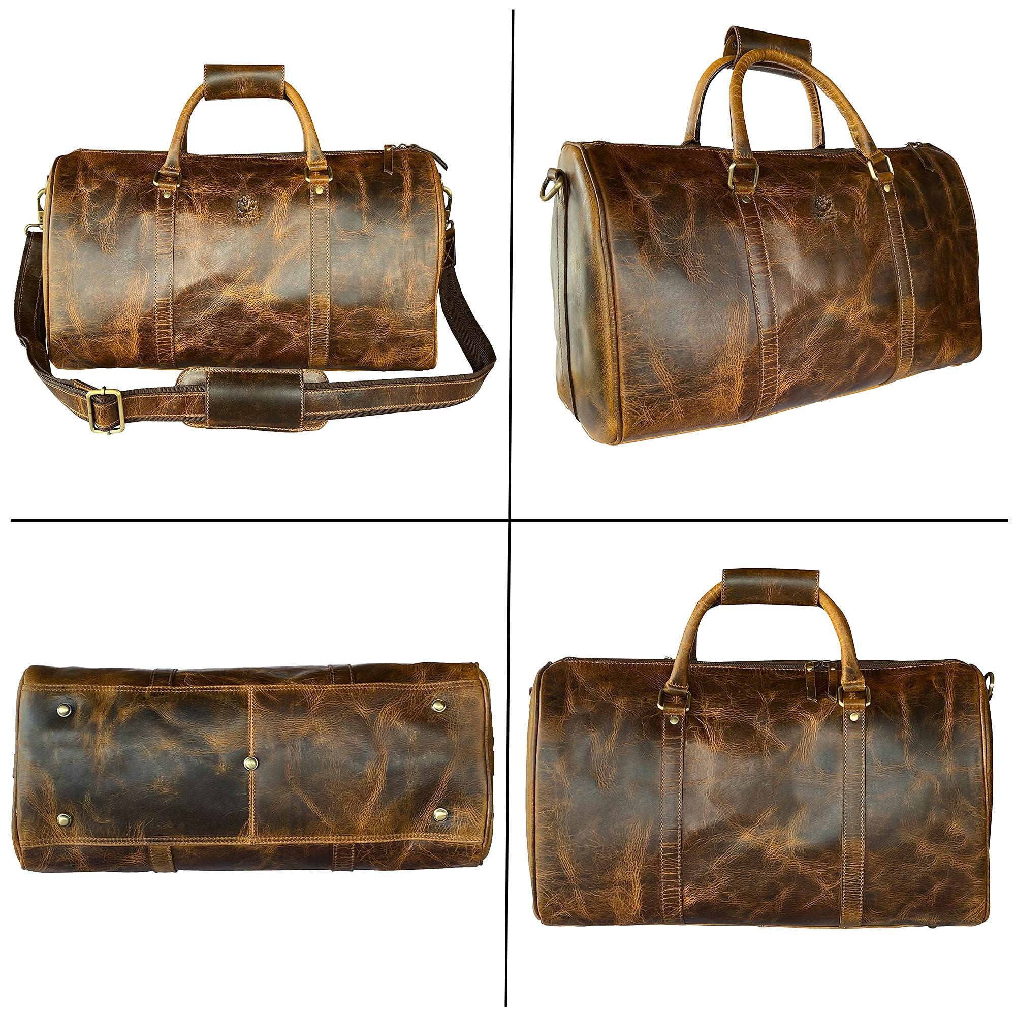 Premium Leather Duffel Bag & Toiletry Bag Set - Durable Men's Travel Accessories for Business Trips & Weekend Getaways - Perfect Gift for Him