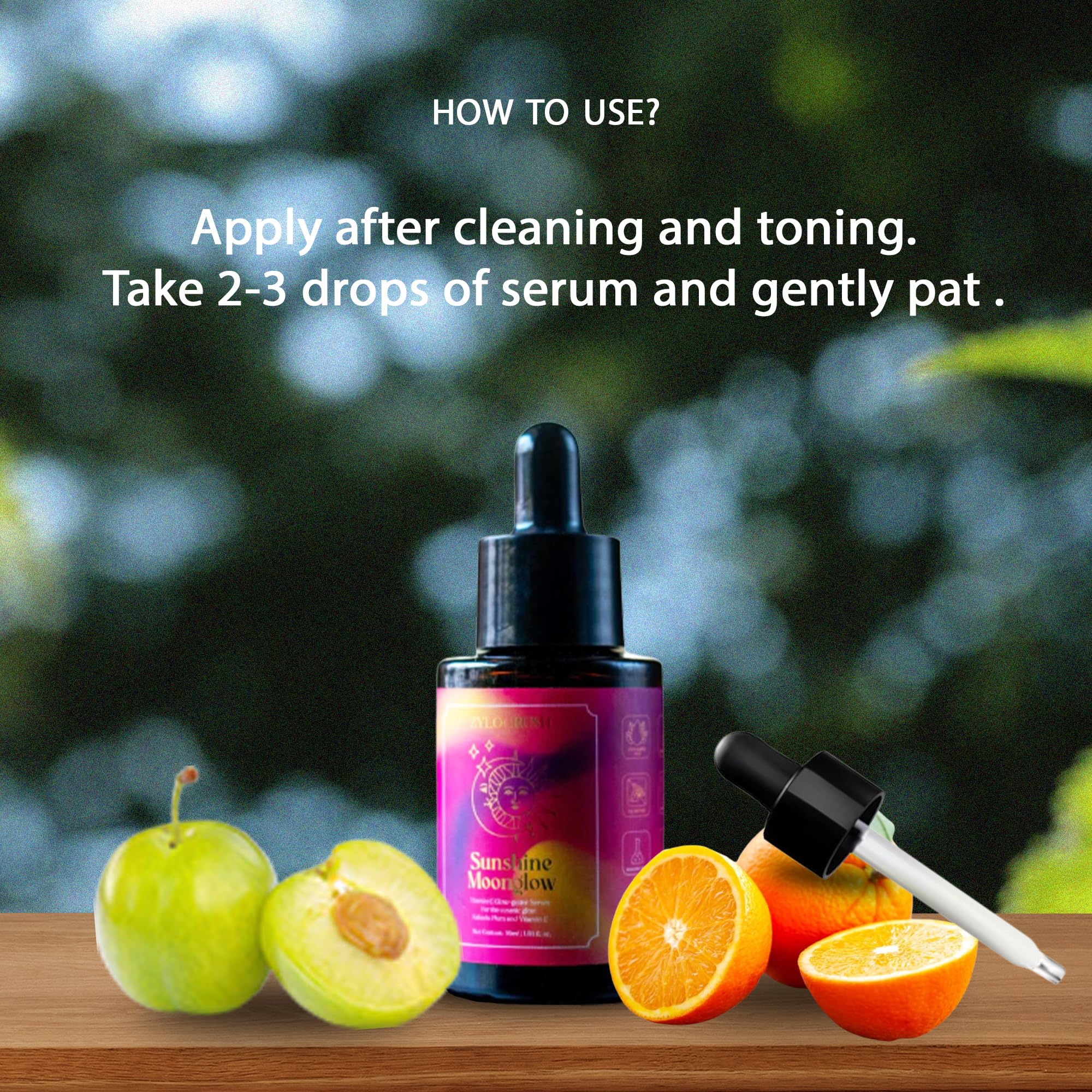 Zylocrush Sunshine Moonglow Cosmic Glow-Getter Serum with Vitamin C & Kakadu Plum | Brightening Face Serum for Radiant & Smooth Skin | 30ml | Day & Night Use for Natural Glow | Perfect for Dry, Dull & Aging Skin Care Routine