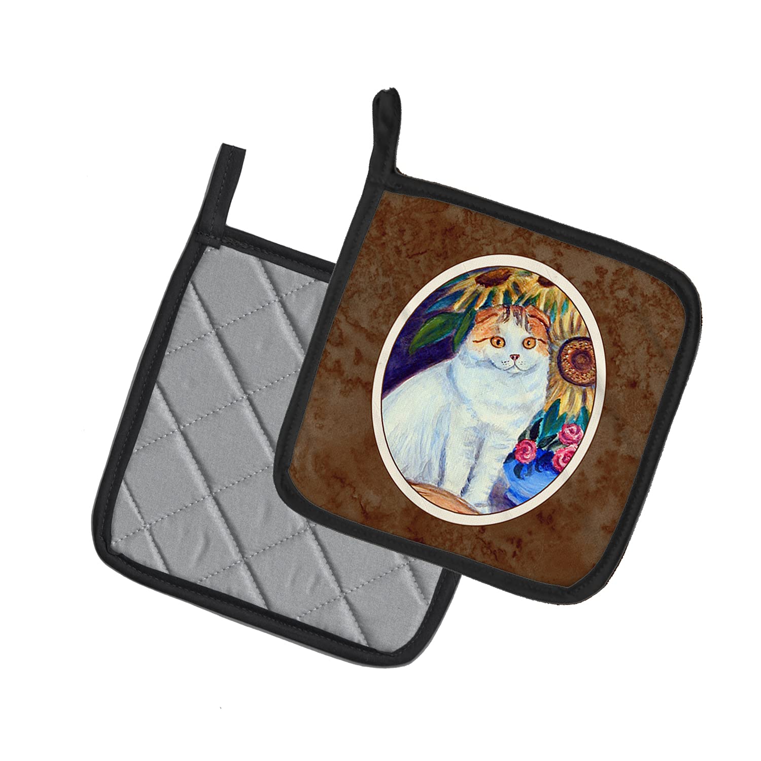 Heat Resistant Cat-Themed Pot Holder Set - 2 Pack Kitchen Oven Mitts for Cooking, Baking & BBQ (7.5