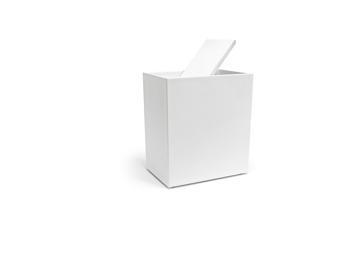 FOH New York 7 Qt Snow White Waste Bin with Lid - 2 Pack for Kitchen, Bathroom, and Office Trash Can