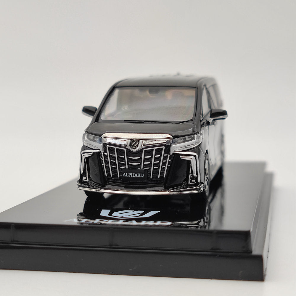 1/64 Scale Hobby Japan Toyota Alphard (H30W) Custom Black Diecast Model Car - Collectible Toy Gift for Car Enthusiasts & Display for Home, Office, or Showcase