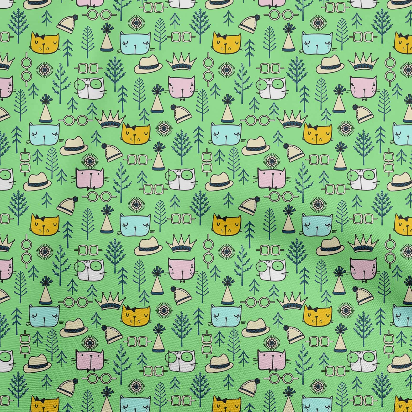 oneOone Rayon Light Green Fabric - 56 Inch Wide Printed Animal Design for Kids DIY Clothing & Sewing Supplies | Perfect for Dressmaking, Quilting, and Craft Projects