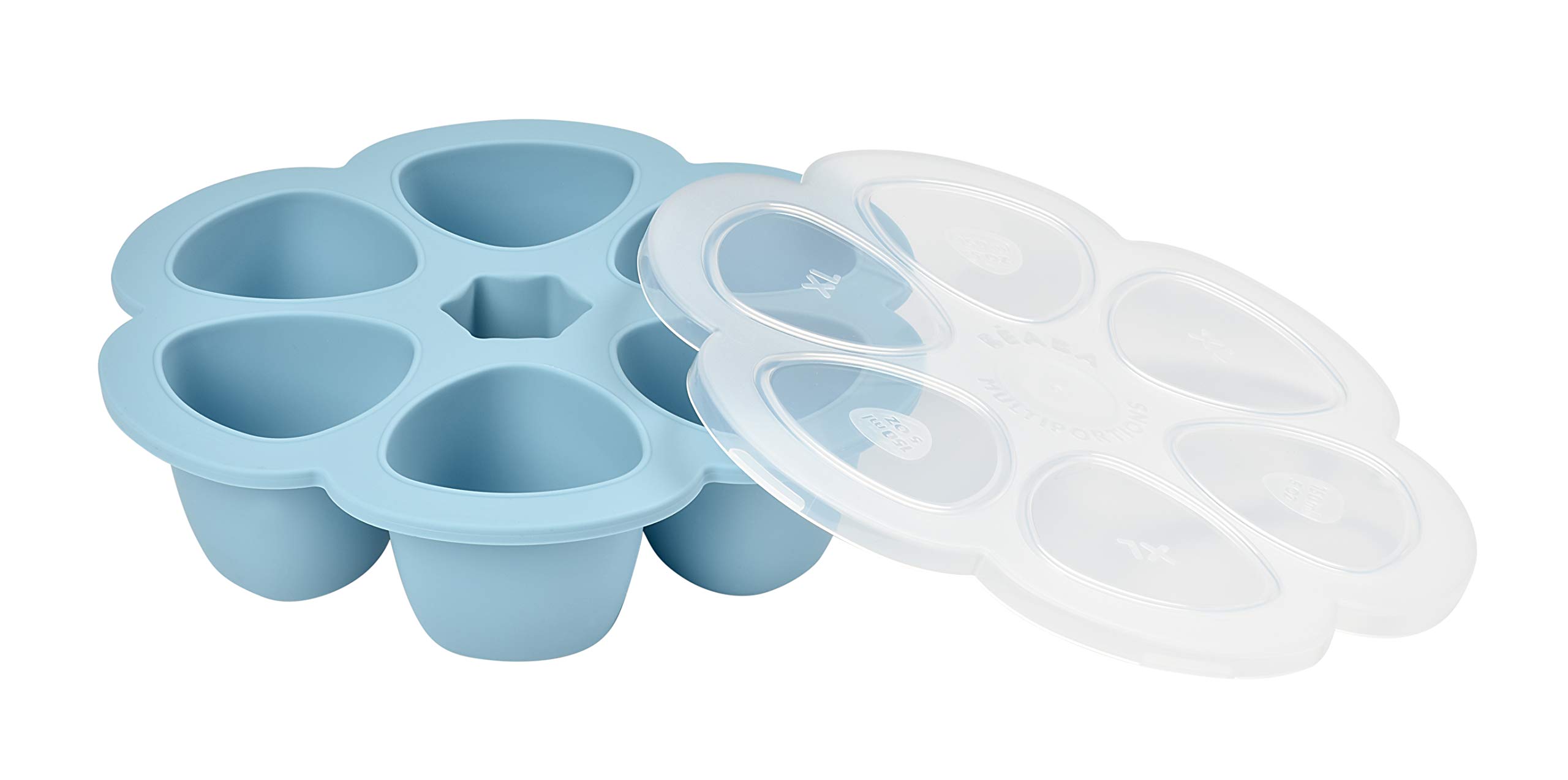 BEABA Silicone Baby Food Storage Tray - 3 oz Portion Containers, Freezer & Oven Safe, BPA-Free - Perfect for Homemade Baby Puree, Meal Prep & Snack Storage (Sky Blue)
