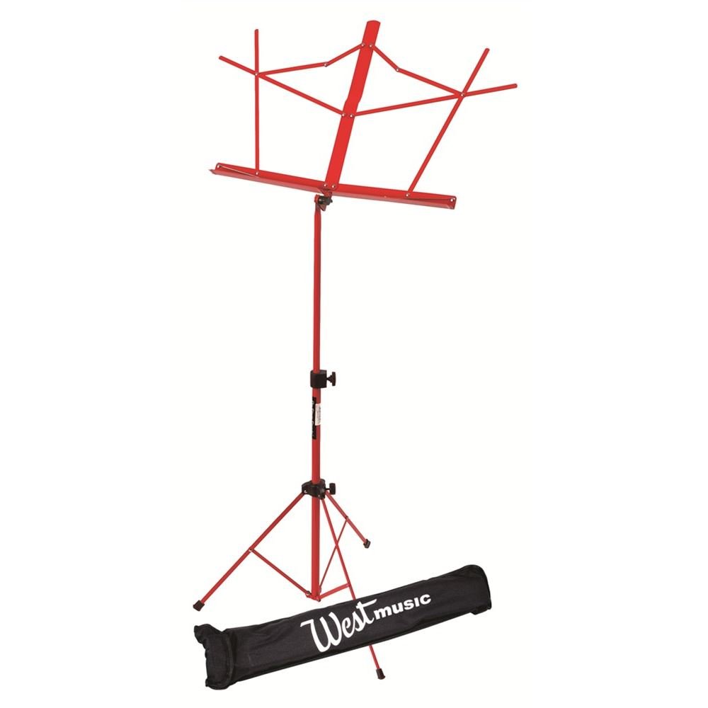 Portable Adjustable Foldable Wire Music Stand with Carrying Bag - Red - Holds 8.5