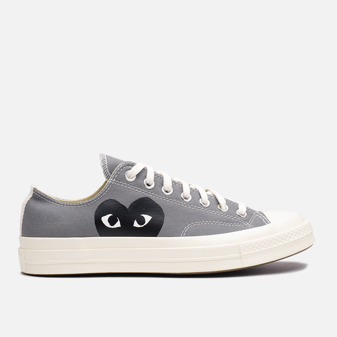 CDG PLAY x Converse Chuck 70 Ox Sneakers - Black Heart & Steel Grey | Unisex High-Top Canvas Shoes for Streetwear & Casual Outfits