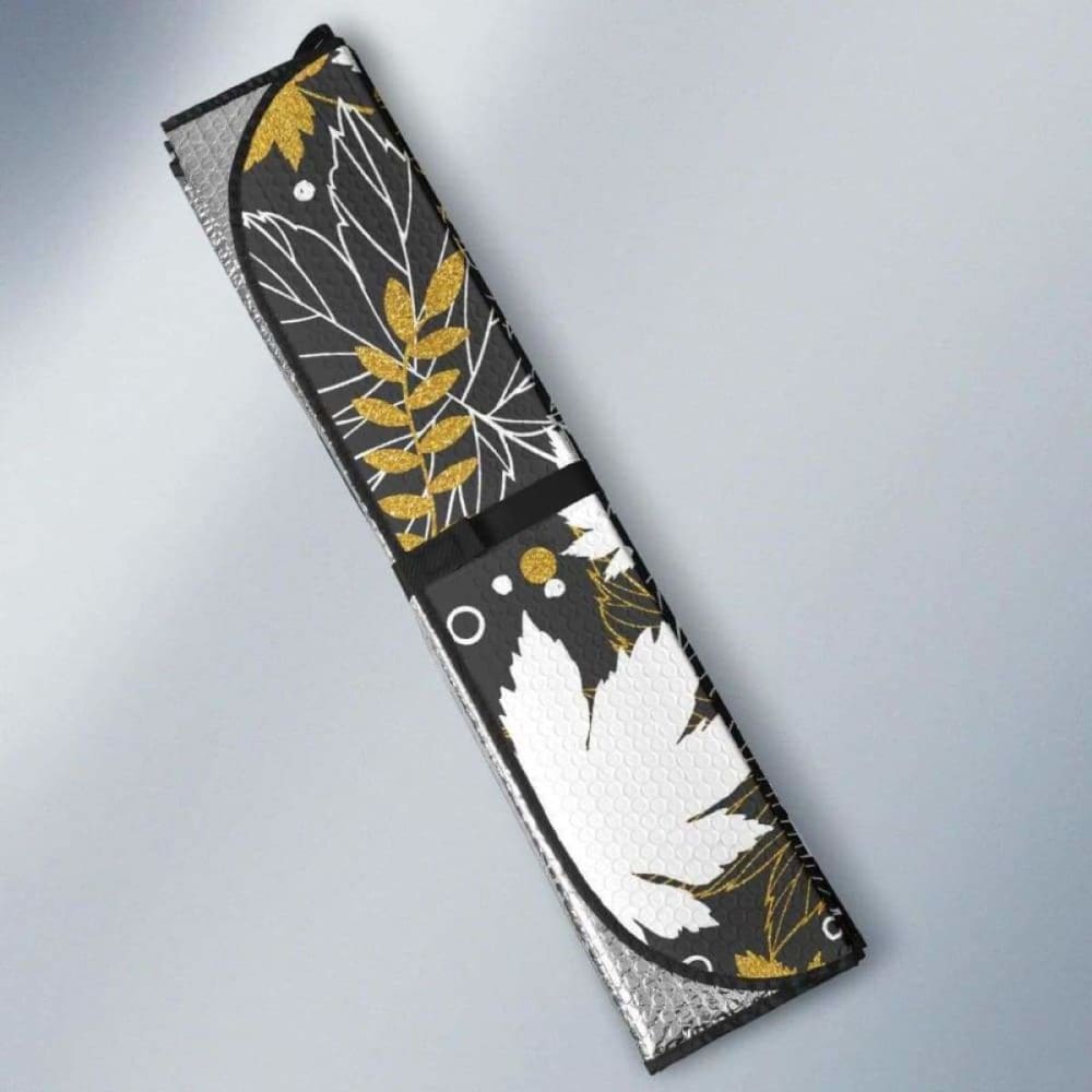 Premium Gold Autumn Maple Leaf Car Sun Shade - UV Protection for Windshield & Windows - Perfect for Summer Heat & Sun Glare Reduction
