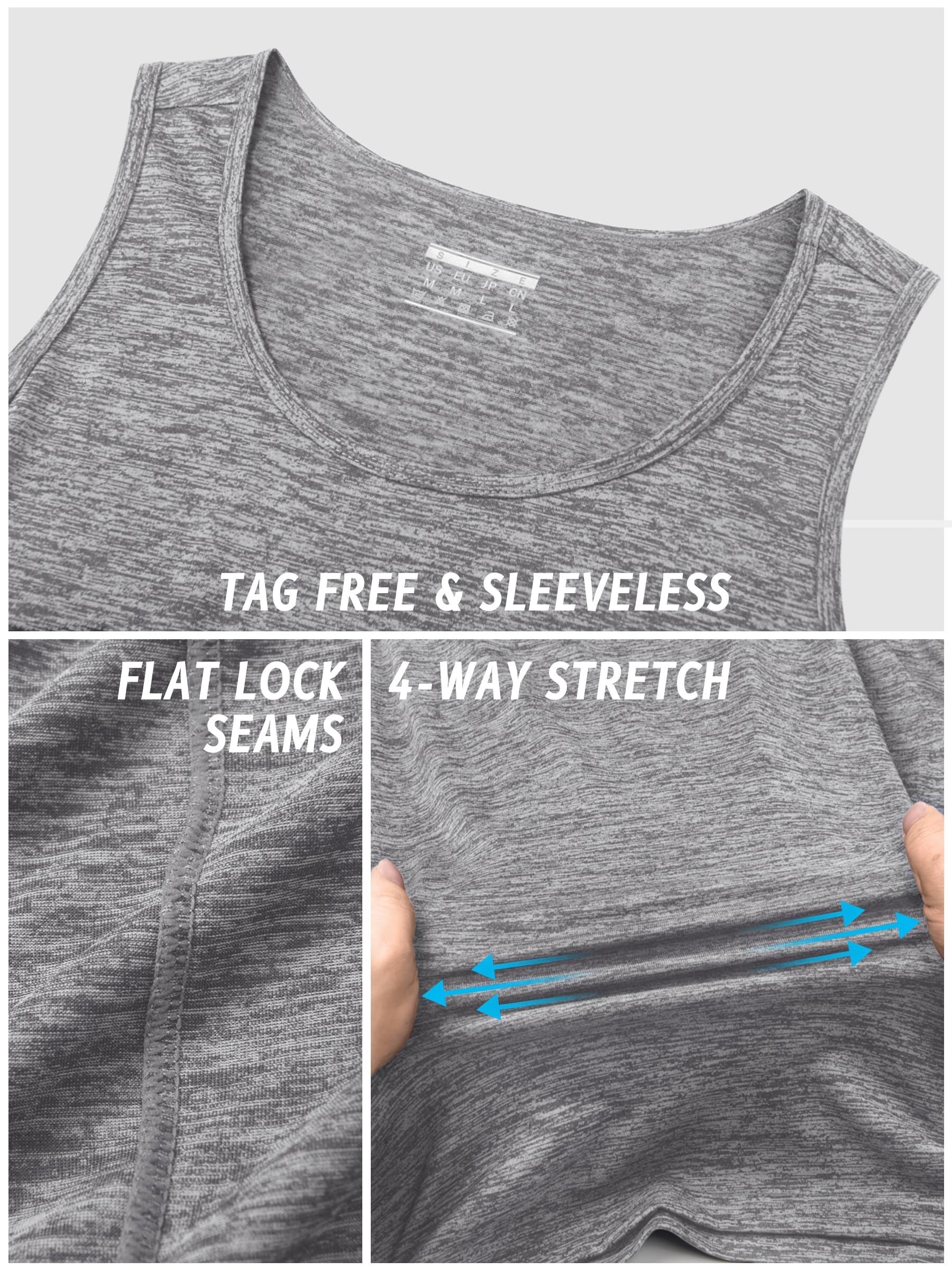 TACVASEN Men's Quick Dry Sleeveless Tank Top - Moisture Wicking Workout Shirt for Gym, Bodybuilding & Athletic Performance | Ideal for Running, Training & Summer Outdoor Activities