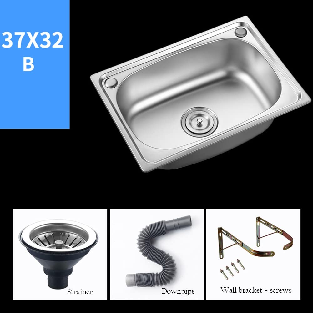**Stainless Steel Square Kitchen Sink - Single Bowl Deep Basin with Reversible Drainer & Waste Pipes - Perfect for Kitchens, Bars, Pubs, RVs & Campervans**