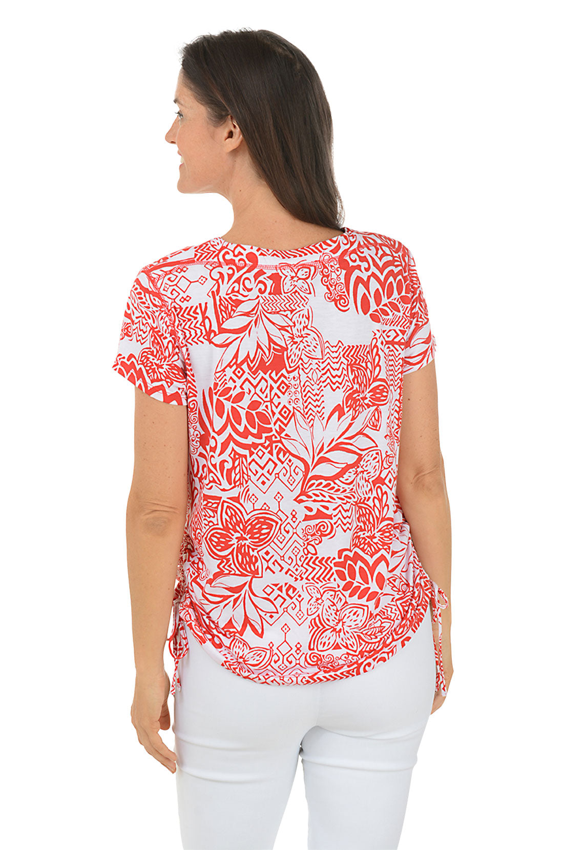 Moroccan Breeze Shirred Hem T-Shirt for Women - Soft & Flowy Casual Top for Summer | Perfect for Beach, Vacation & Boho Outfits