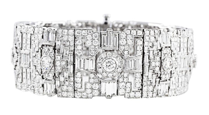 18K White Gold Wide Diamond Bracelet for Women - Elegant Luxury Tennis Bracelet - Perfect for Weddings, Parties & Special Occasions