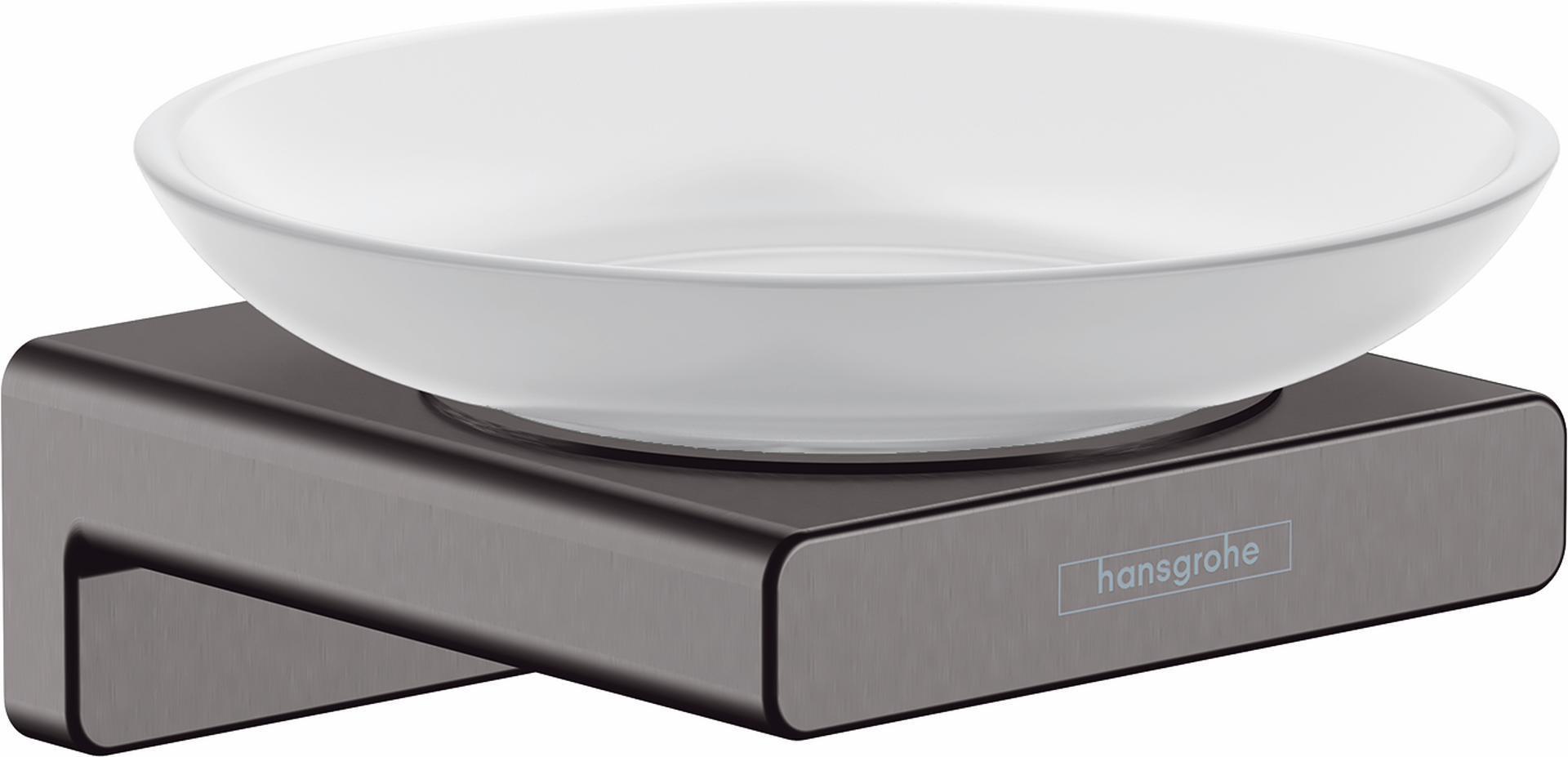 Hansgrohe AddStoris Soap Dish - Brushed Black Chrome (41746340) | Modern Bathroom Accessory for Shower & Sink Countertop Organization