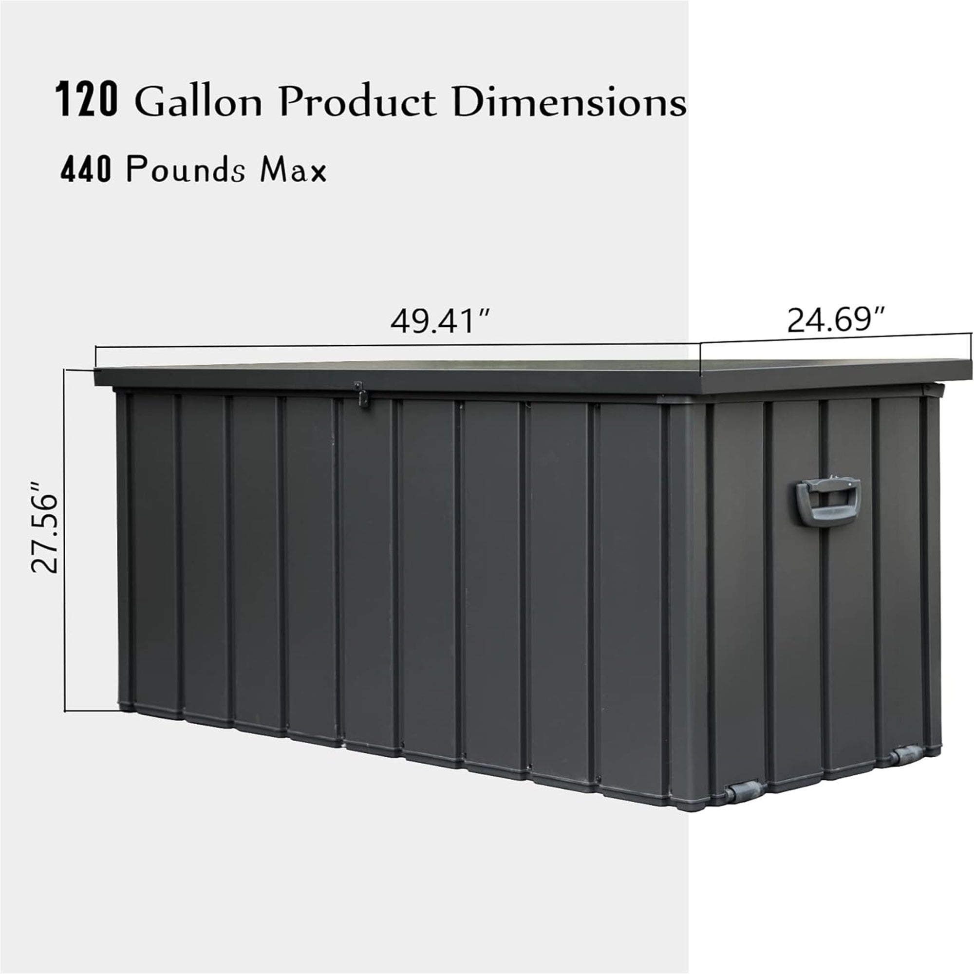 120 Gallon Waterproof Outdoor Storage Deck Box - Large Lockable Patio Storage Bin for Cushions, Pillows, Garden Tools (Dark Gray) | Perfect for Backyard, Poolside & Patio Organization