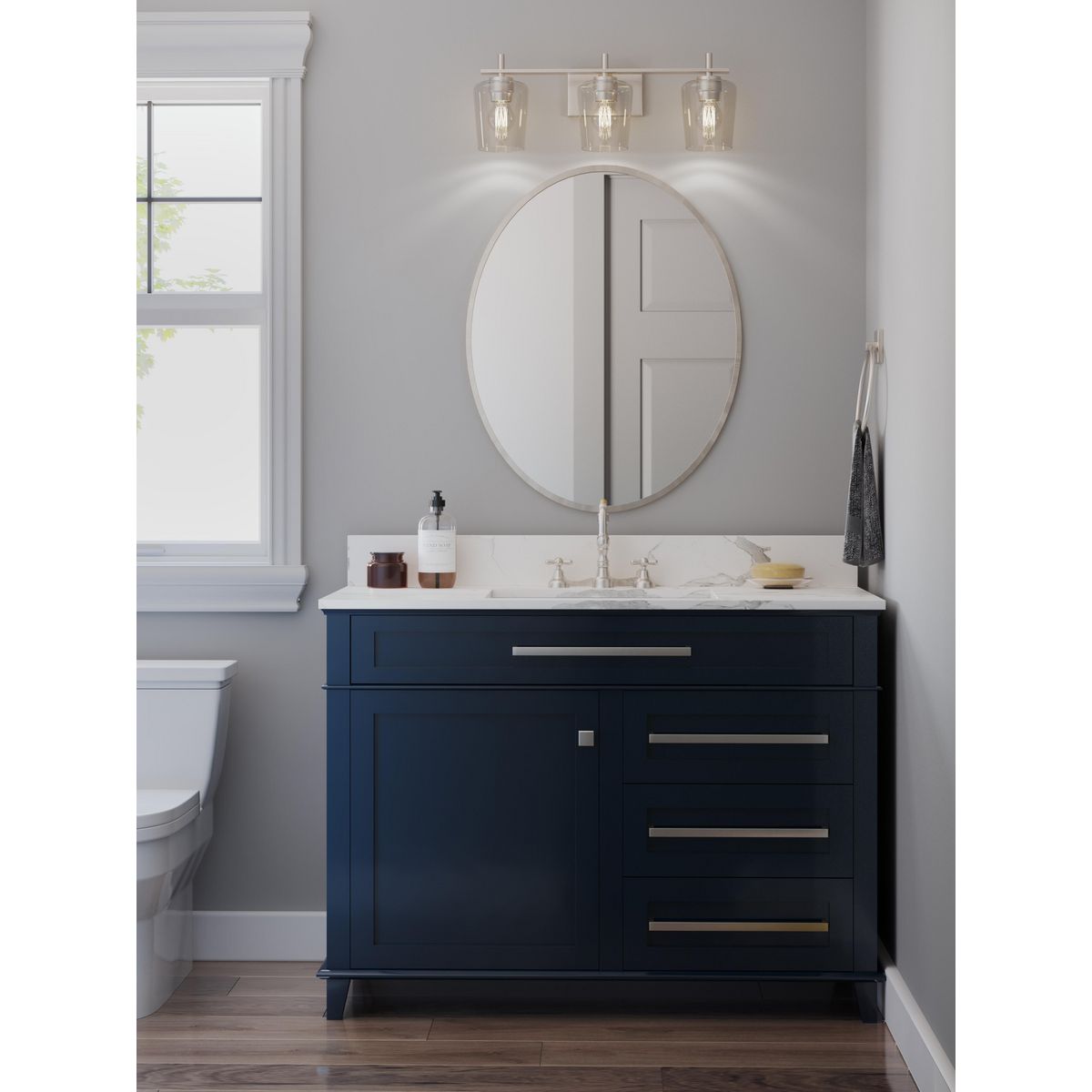 Calais Collection 3-Light Clear Glass Bathroom Vanity Light Fixture - Perfect for Modern Bathrooms, Powder Rooms & Makeup Areas