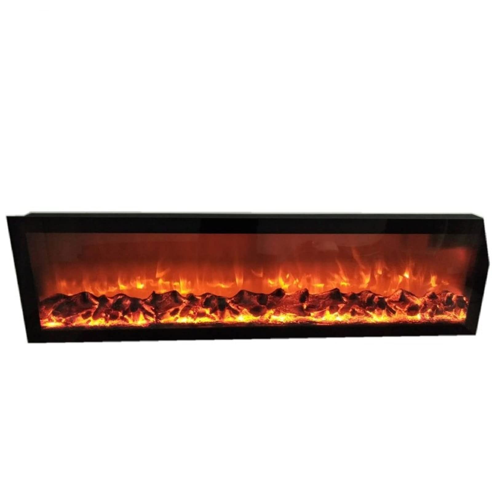 3D Floating Electric Fireplace with Realistic Flame - Wall Mounted Black Fireplace Insert for Home & Living Room Decor - Energy Efficient Heating Appliance for Cozy Winter Nights & Modern Interior Design