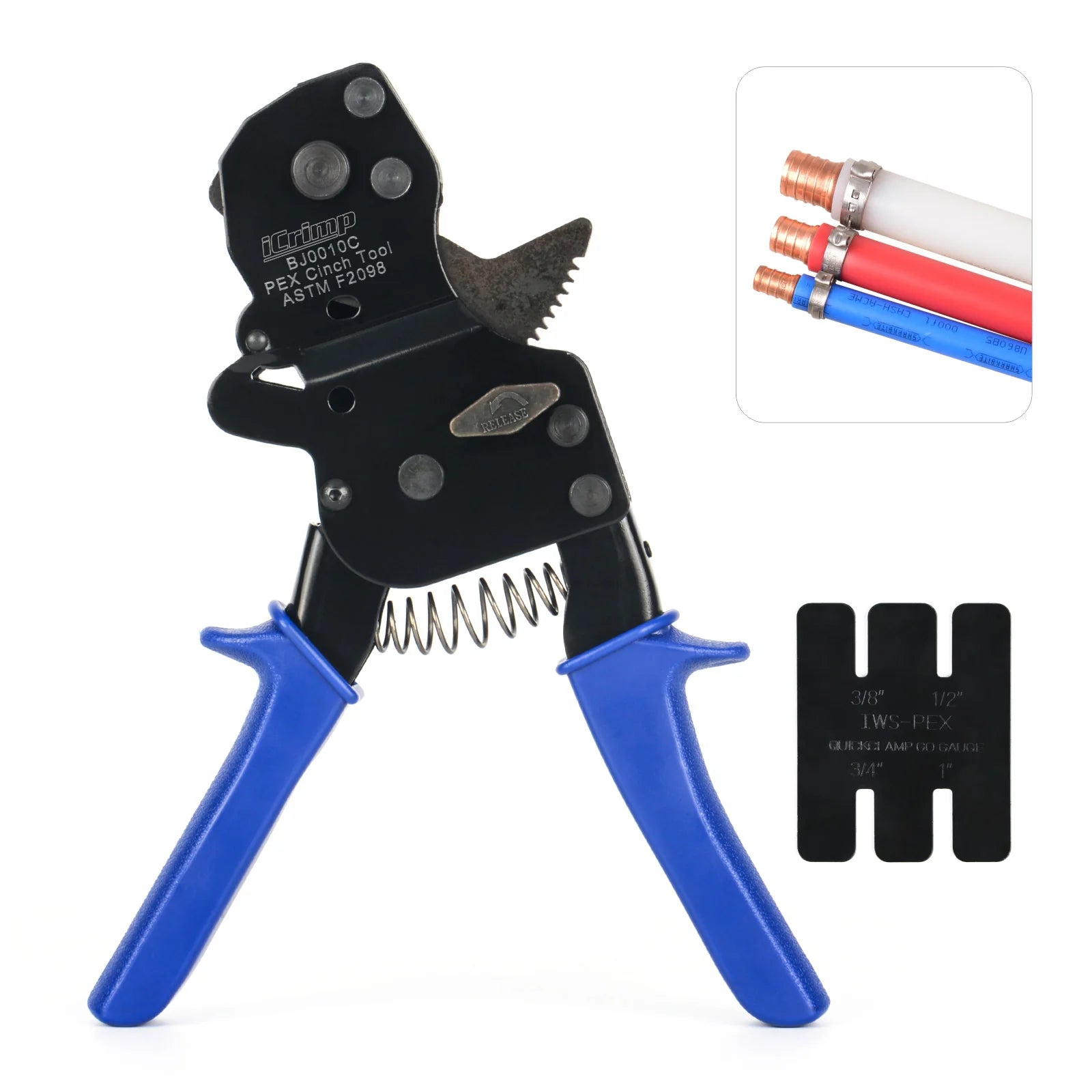 One-Handed Ratchet PEX Clamp Tool for 3/8