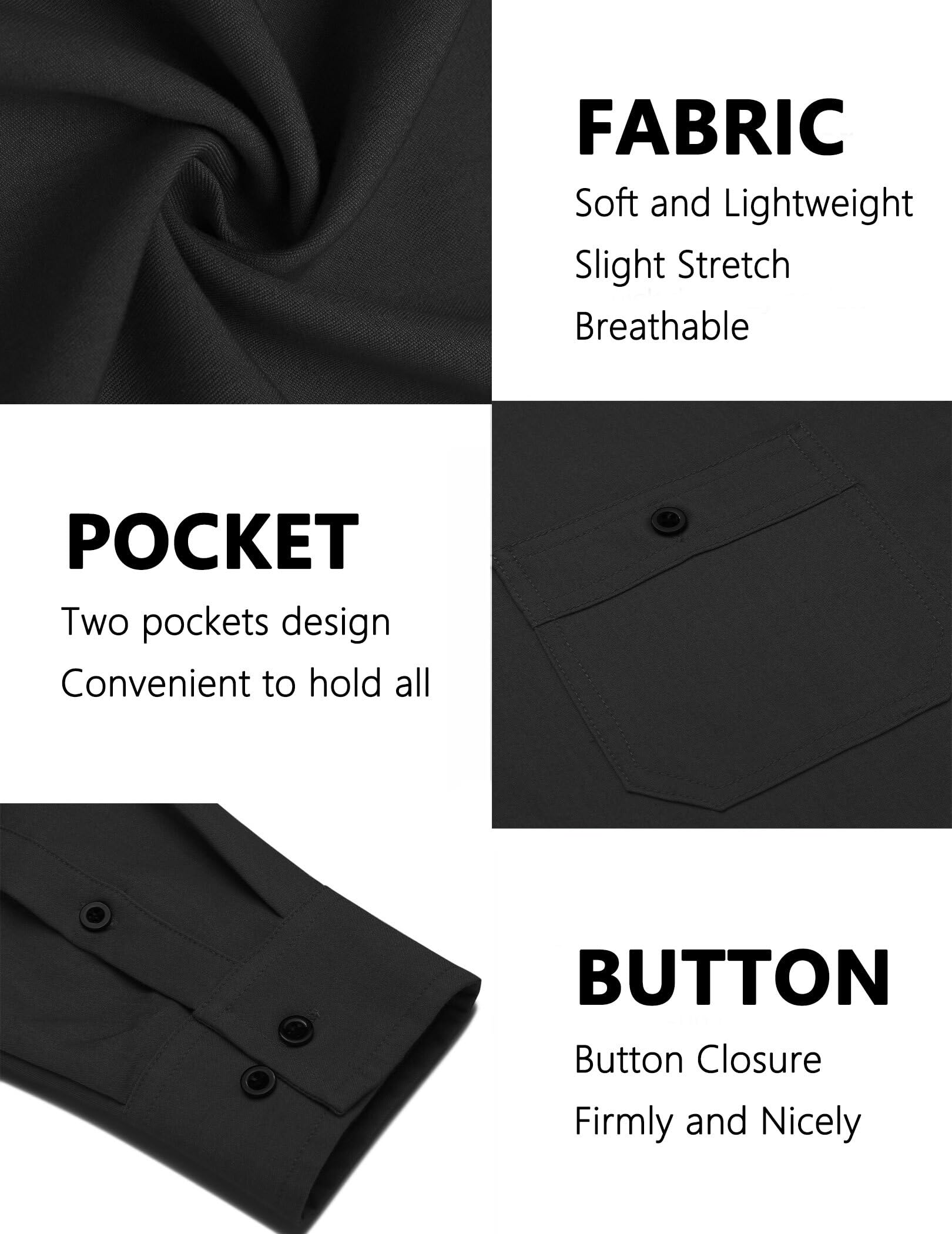 COOFANDY Men's Casual Button Down Shirts - Long Sleeve Wrinkle Free Dress Shirts for Office & Untucked Style | Perfect for Business Casual, Date Night & Everyday Wear