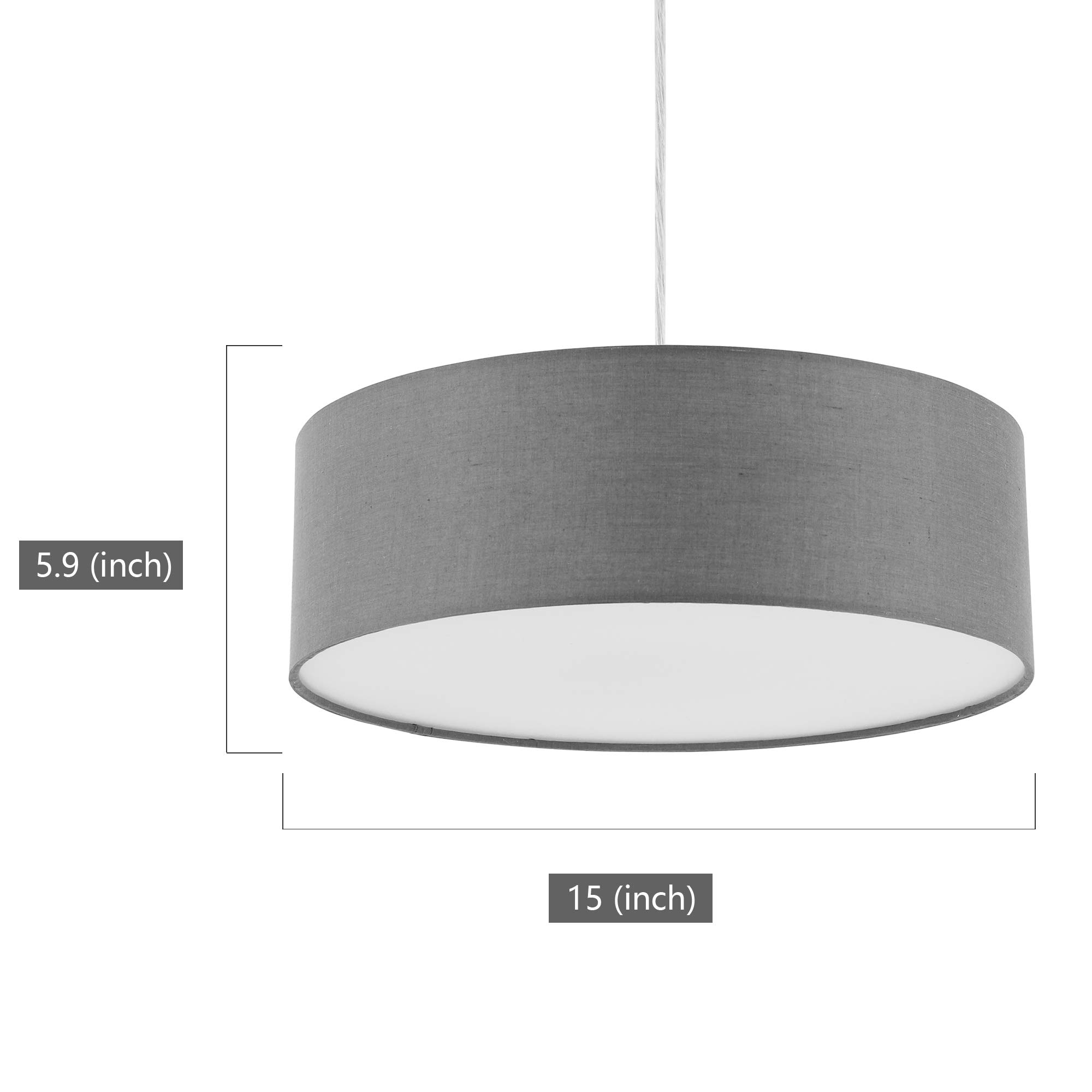Modern Grey Fabric Pendant Light - 15
