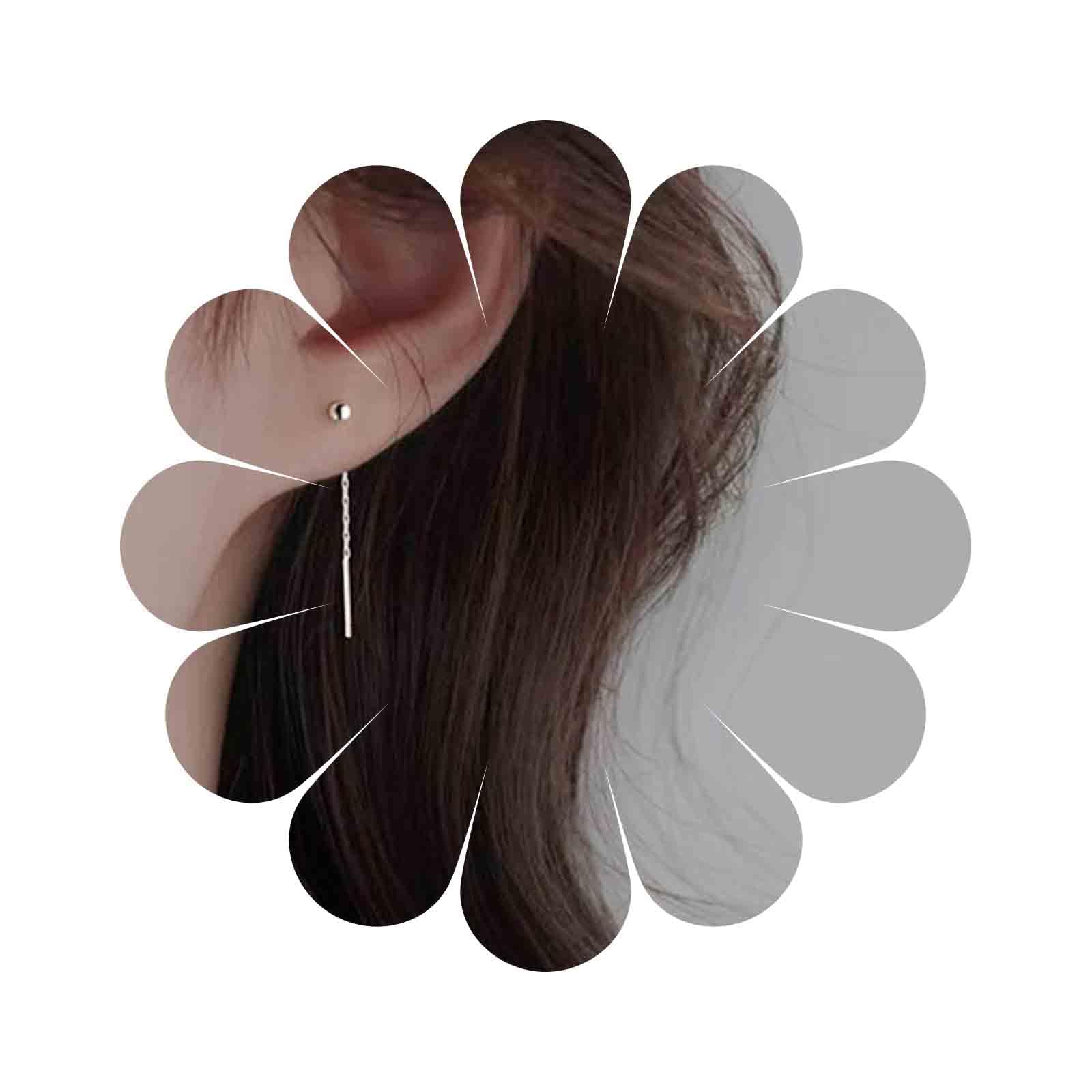 Boho Silver Threader Drop Earrings for Women - Long Chain Dangle Pull-Through Jewelry - Perfect for Casual Wear, Parties & Boho Fashion