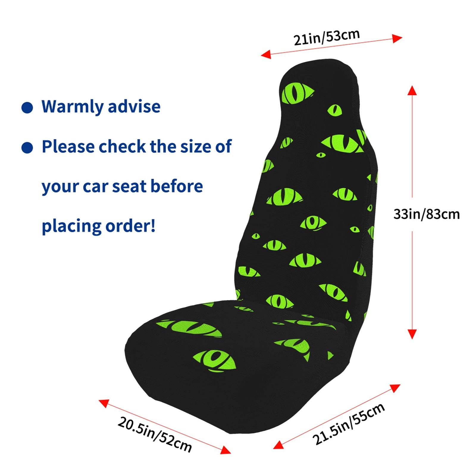Halloween Green Monster Eyes 2-Piece Car Seat Covers Set - Universal Fit for Most Cars, SUVs, Vans & Trucks | Front Seat Protectors & Auto Interior Accessories for Spooky Decor & Vehicle Protection
