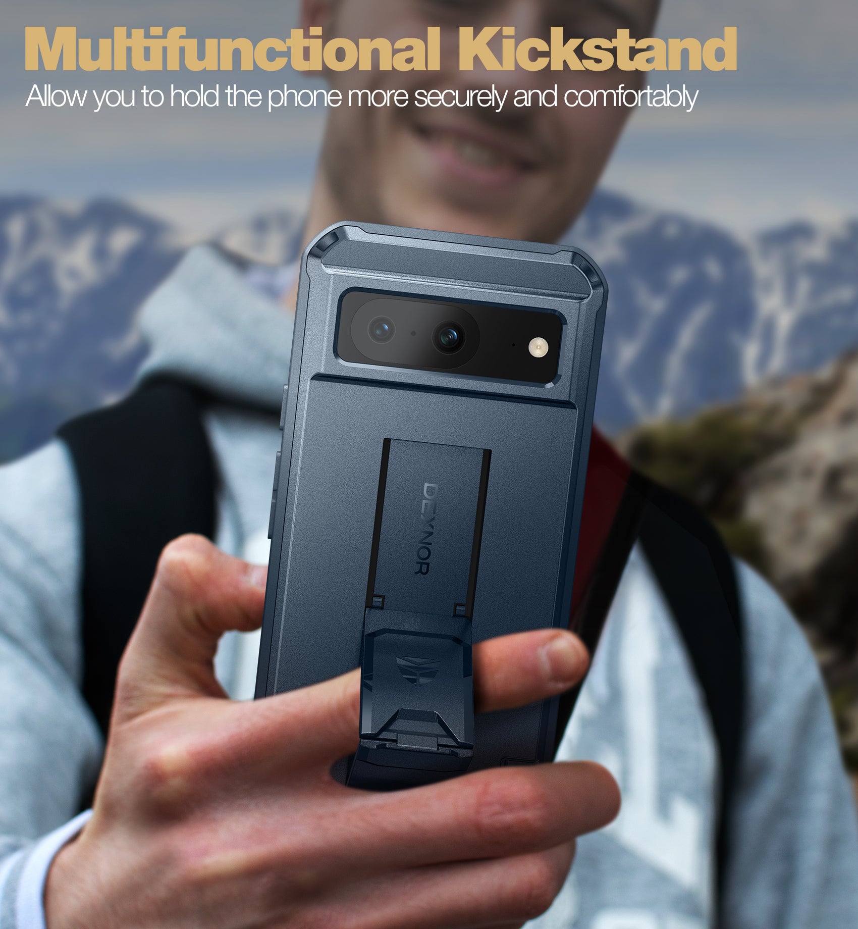 Dexnor Heavy Duty Shockproof Rugged Case for Google Pixel 8 with 2 Screen Protectors, Full Body Bumper & Kickstand - Perfect for Outdoor Adventures, Travel, and Daily Protection