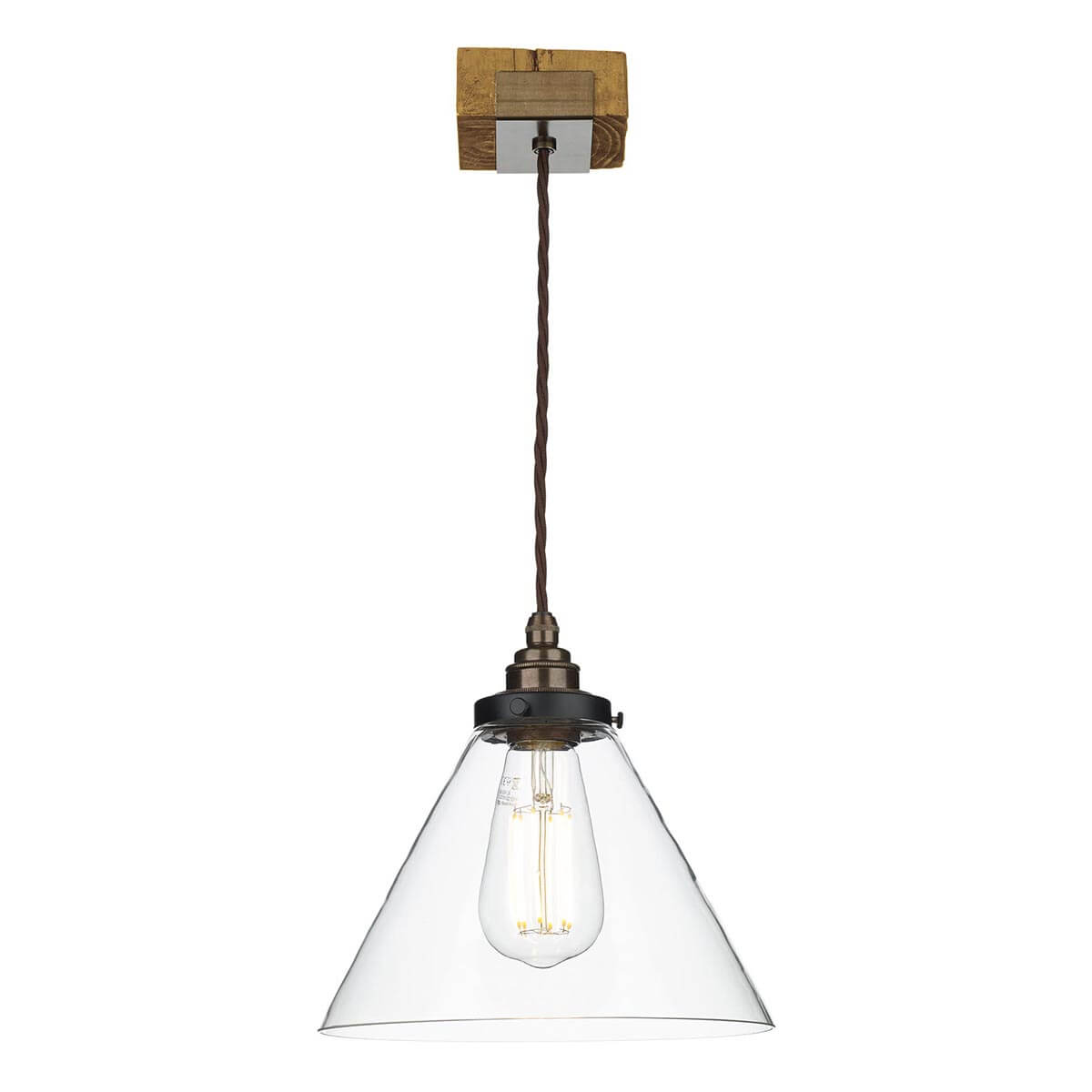 Aspen Single Pendant Light - Silver Birch Finish with Hand-Painted Wood Effect & Glass Shade | Perfect for Bedroom, Living Room, and Dining Room Lighting