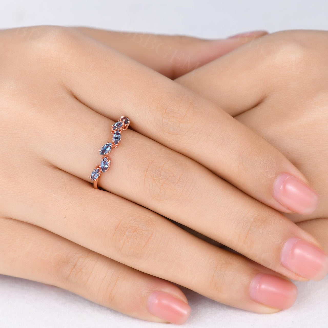 Marquise Cut Alexandrite Ring for Women - Sterling Silver Rose Gold Plated June Birthstone Jewelry, Wedding Band, Anniversary Gift, Everyday Wear