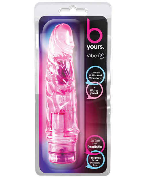 B Yours Vibe 3 Powerful 7.25 Inch Vibrating Dildo with Multiple Speeds - Pink Adult Toy for Solo Play & Couples Intimacy