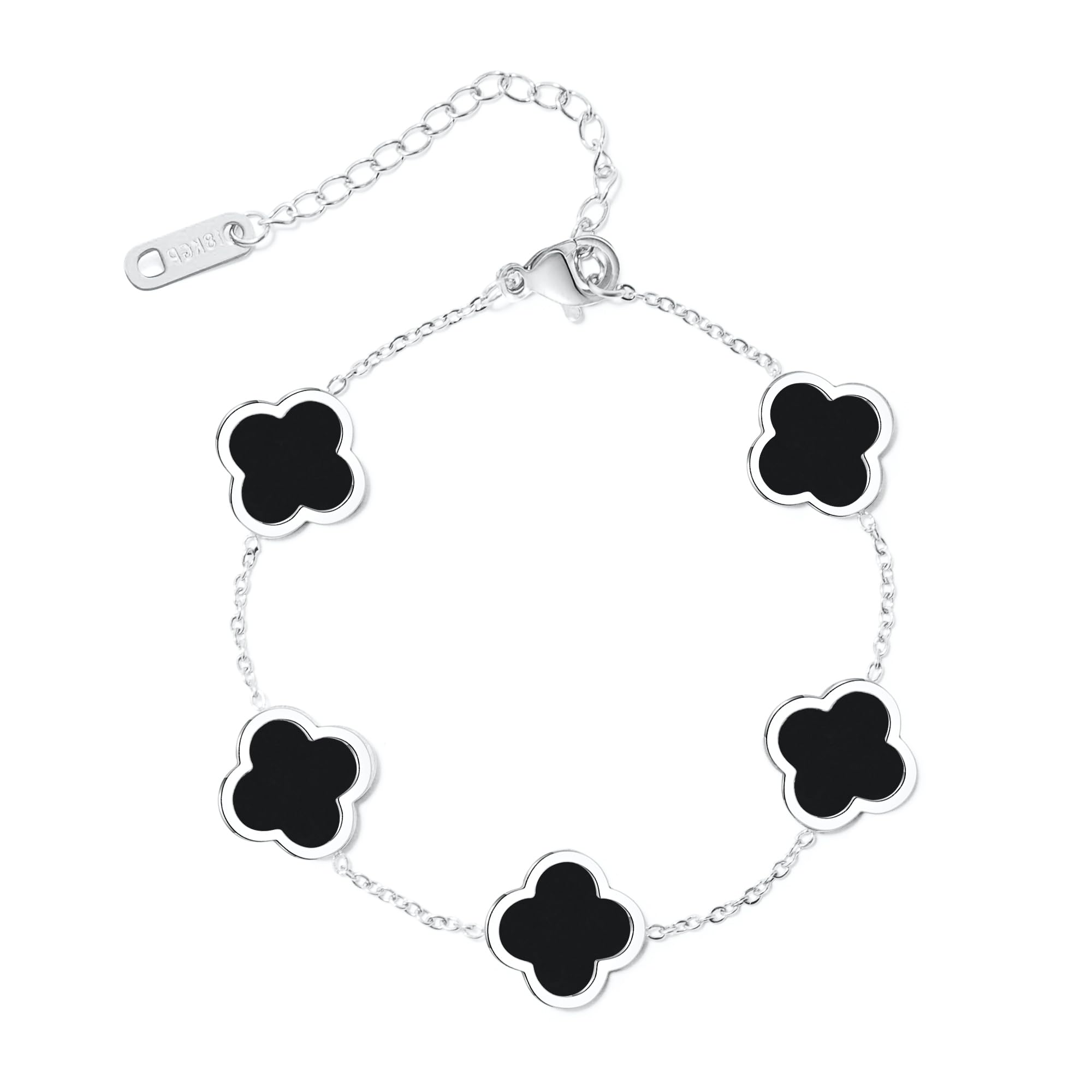 Trendy 18K Gold Plated Four Leaf Clover Adjustable Link Bracelet for Women - Lucky Charm Jewelry Gift for Mother's Day, Birthday, Anniversary | Perfect for Everyday Wear, Special Occasions & Gift Giving