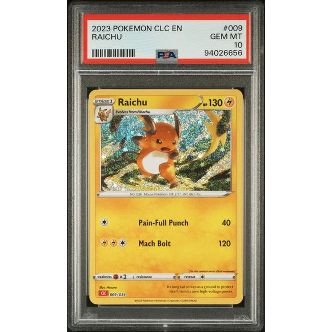 2023 Pokemon Classic Collection Raichu 009/034 PSA 10 Graded Card - Rare Collectible for Pokemon Fans, Gaming Tournaments & Investment