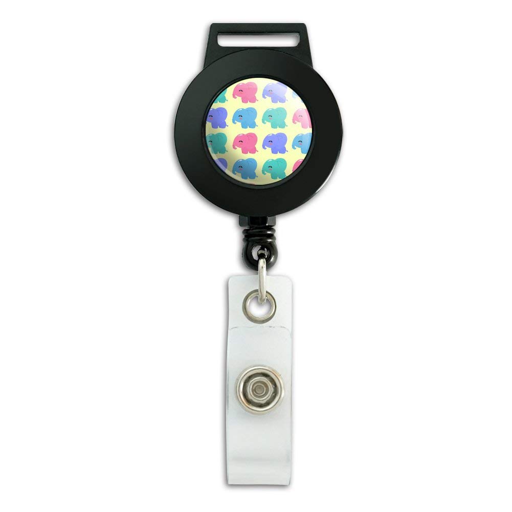 Adorable Kawaii Baby Elephants Design Retractable Lanyard with ID Badge Holder - Perfect for Work, School, Conventions & Events