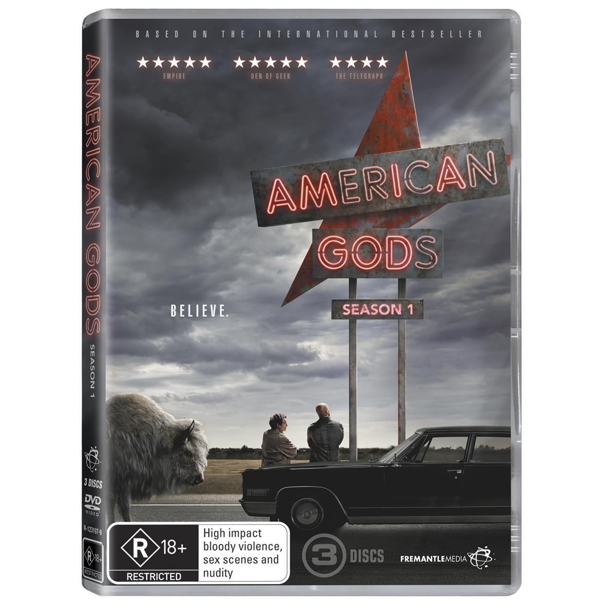 American Gods Season 1 DVD & Blu-ray - Fantasy Drama TV Series Based on Neil Gaiman Novel - Perfect for Sci-Fi Fans & Book Lovers' Movie Nights