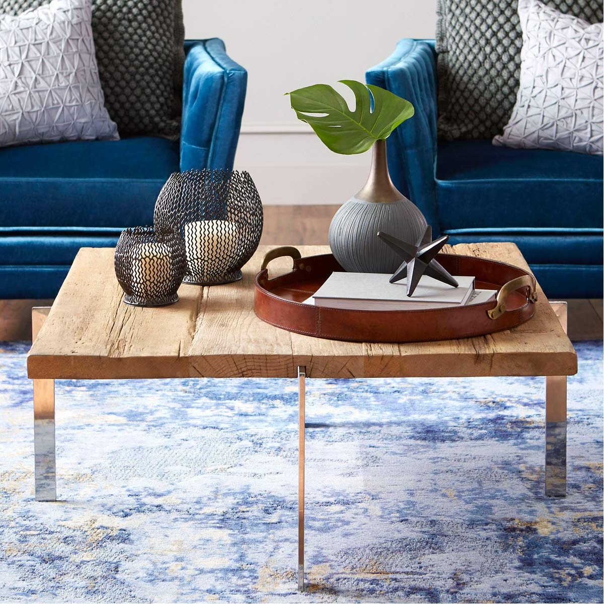 Modern Discus Side Tables - Set of 2 Round End Tables for Living Room, Bedroom - Stylish Accent Tables with Metal Base - Perfect for Small Spaces, Home Decor & Coffee Table Alternative