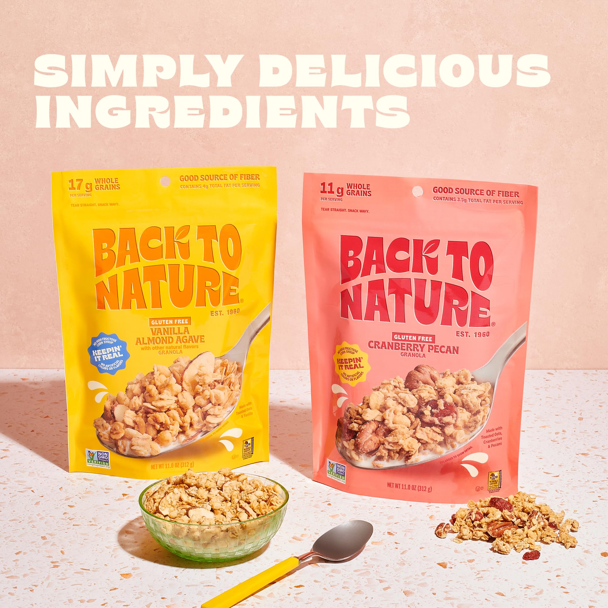 Organic Granola Cereal - Gluten Free, Non-GMO, Vegan Snacks - for Breakfast & Hiking