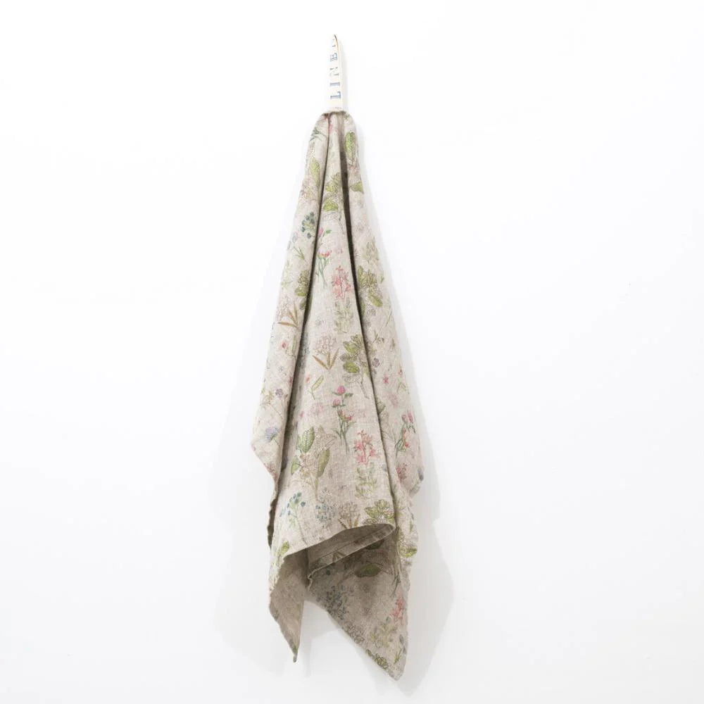100% Pure Linen Tea Towels - Natural Botanical Print Kitchen Towels for Drying Dishes, Glassware & Hands | Eco-Friendly & Absorbent Dish Cloths for Cooking, Baking & Home Decor